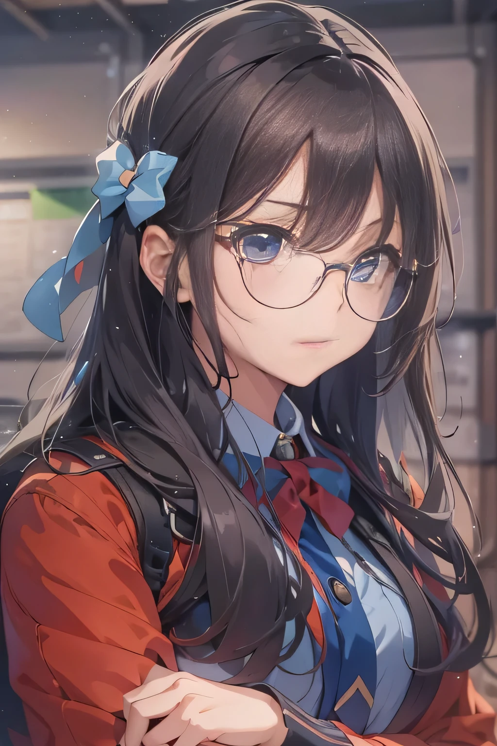 In 18-year-old female、He is a mathematical genius with a calm and mysterious air about him.。She is 155 centimeters tall and、She has a glamorous figure、She has bright blue eyes and long black hair.。Always wear a neat uniform、Wearing red glasses。He speaks passionately about intellectual topics.、To not show emotion very much、It may seem distant to people who meet you for the first time,、Once you gain their trust, they will show a warm and friendly side.