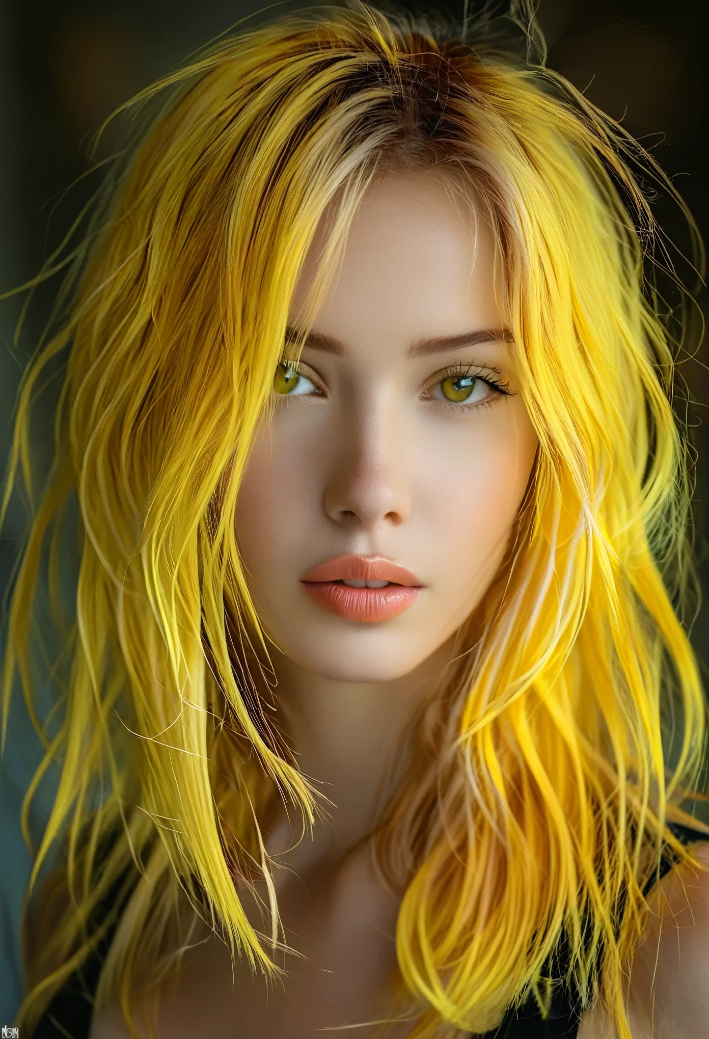 bellissima, 1girl, solo focus, yellow hair