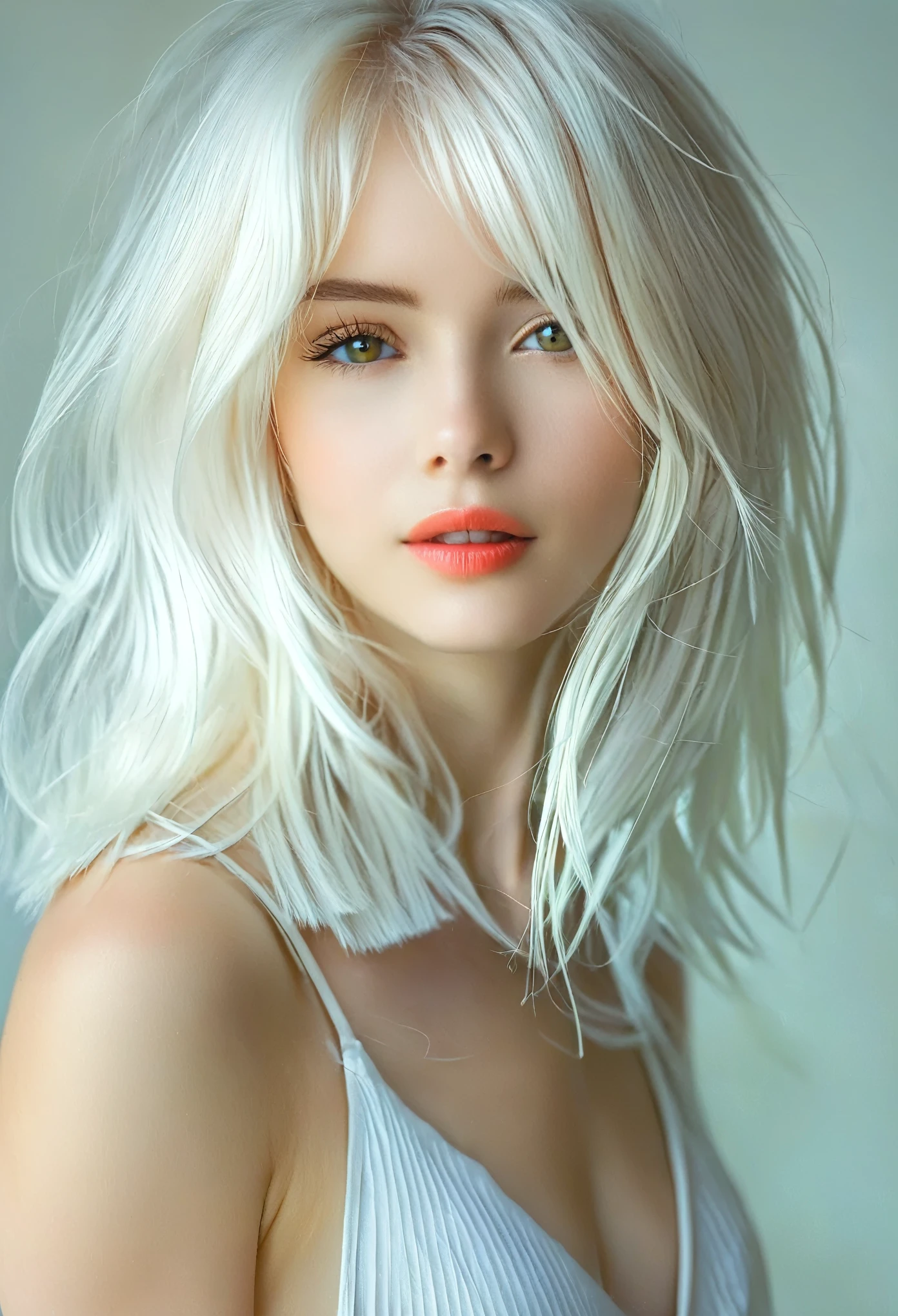 bellissima, 1girl, solo focus, white hair