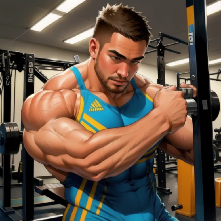 Realistic athlete physique man