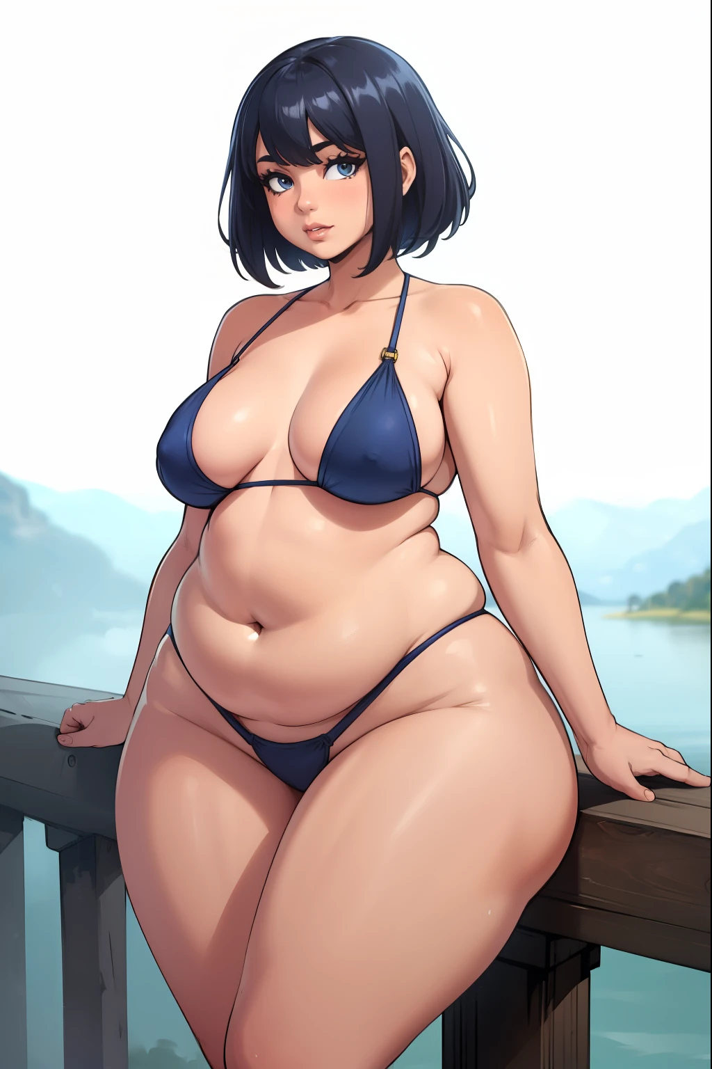 1woman, wide hips, thick thighs, chubby belly, pear shaped body, silky cloth covering her bust, half naked, very wide hips, silky cloth like a bikini. chubby, thick thighs. fat legs, slim shoulders, skinny shoulders, ultra wide hips. small breasts, overweight. fat. 