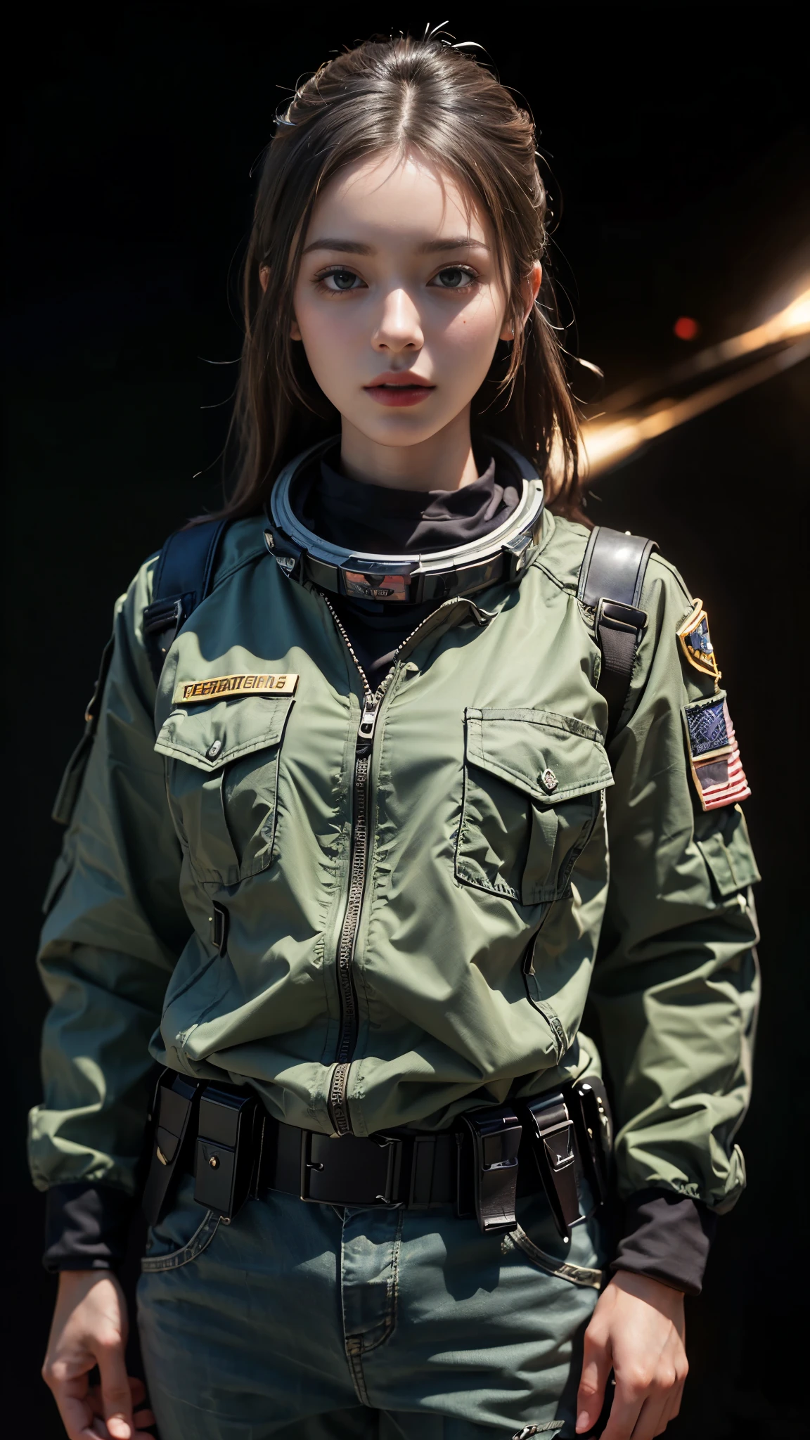 ((masterpiece:1.4)、(highest quality:1.4)、(Realistic:1.7))、Masterpiece:1.4、(Top-notch rendering:1.4)、(Female SWAT member of the Space Federation's 73rd Division:1.4)、Super Beauty捜査官、(By Luis Royo:1.4)、(Ready your gun?:1.2)、Body Fit Sexy Uniform、(Shiny luxury latex:1.4)、(Navy blue sleeveless uniform jacket)、(Underwear White Sexy Super Ultra Bikini)、(Luxury Red Latex:1.4)、(red pleated mini skirt:1.4)、22 years old、(Cute Tattoos:1.4)、(Wearing white gloves)、Cute Girl、Super Beauty、Sharp Focus、Portrait Photography:1.4、8k、Photorealistic images:1.4、(Perfect female body:1.4)、Perfect proportions、(Full body photography:1.4)、Beautiful Face、Fearless look、Beautiful Eyes、Narrow waist:1.4、(9-body proportions beautiful girl:1.4)、(A beautiful girl with long legs and a good figure:1.4)、Beautiful feet、(Long Hair:1.2)、Beautiful breasts、Large Breasts:1.2、sexy ass、(Standing facing forward:1.4)、Raw photo、Red lips、Red high heels:1.4、choker:1.4、necklace:1.4、Earrings:1.4、1 Screen Display:1.4、Beautiful night view of cyberpunk city:1.2