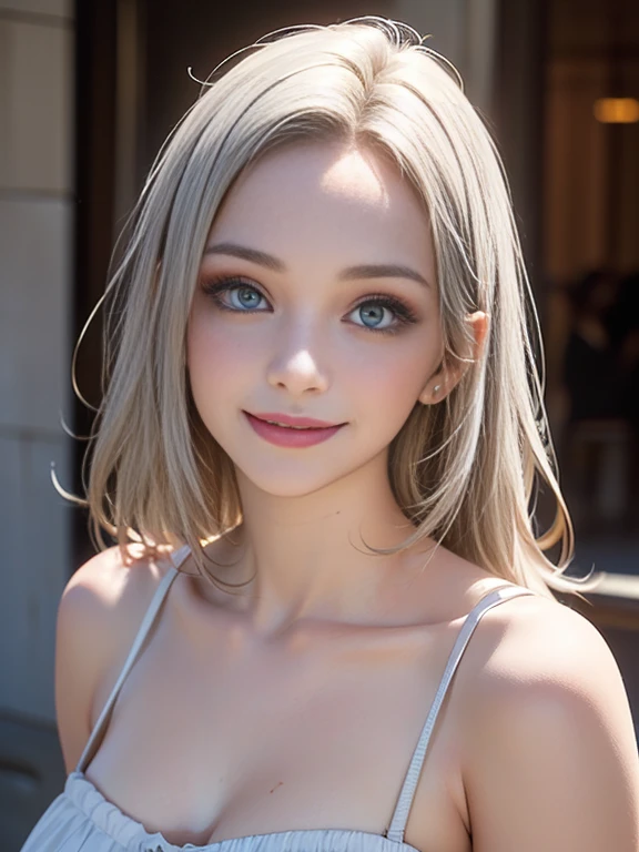 (best quality, 8k, photorealistic:1.5), (solo, one girl:1.5),(shine a bright light on women),(ultimate beautiful girl),(shiny skin),(oily skin),(Silver Ash Hair:1.3),(long hair:1.3),(cool beauty:1.5),(Blush brown makeup),(use pink glossy lipstick),(big beady eyes girl:1.5),(droopy eyes girl:1.5),(Big Eyes),(healthy body),(sweet smelling girl),(virgin girl),chuuChloe,(impressive eyes),(clean girl),(cute),(relaxing time),(compassion),(impurity),(love filled),(No love experience),(ager:1.2),(Lovely),(university student:1.5),(smile:1.5),(gentleness),(Sociable),(good at looking after),(positive),(goodness),(sensible),(flash),(Favorable)