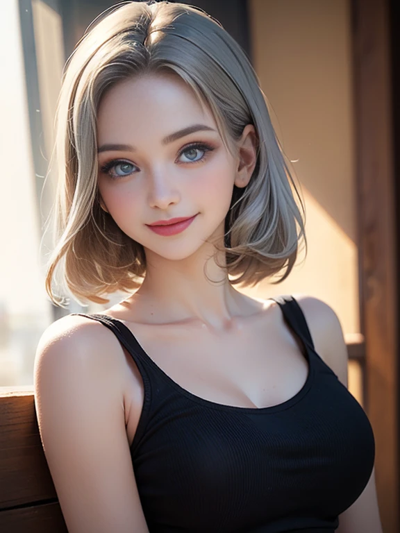 (best quality, 8k, photorealistic:1.5), (solo, one girl:1.5),(shine a bright light on women),(ultimate beautiful girl),(shiny skin),(oily skin),(Silver Ash Hair:1.3),(long hair:1.3),(cool beauty:1.5),(Blush brown makeup),(use pink glossy lipstick),(big beady eyes girl:1.5),(droopy eyes girl:1.5),(Big Eyes),(healthy body),(sweet smelling girl),(virgin girl),chuuChloe,(impressive eyes),(clean girl),(cute),(relaxing time),(compassion),(impurity),(love filled),(No love experience),(ager:1.2),(Lovely),(university student:1.5),(smile:1.5),(gentleness),(Sociable),(good at looking after),(positive),(goodness),(sensible),(flash),(Favorable)