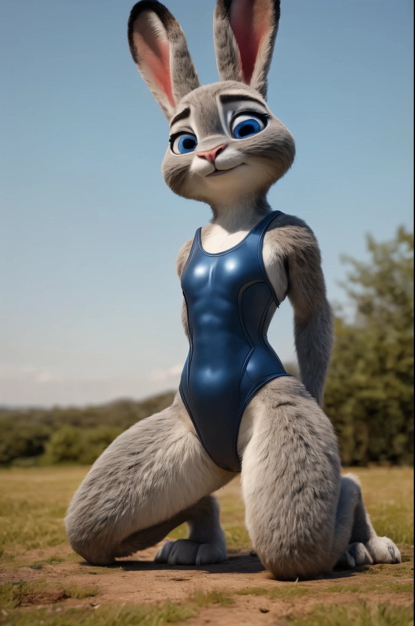 3d,16k,realistic fur,,thick thighs,bright blue eyes,masterpiece HIFI,thick thigh, fluffy hair,young judy hopps,zootopia ,posing kneeling on the ground,butt,thin hips, thick legs,detailed textures, ultra-high pixel detail, intricate, realistic, movie scene, cinematic, high-quality, full colors, incredibly detailed, 16k, hyper-realistic, RAW photo, masterpiece, ultra-detailed, professionally color graded, professional photography,thick thighs,thick paws,thin waist,Thick Paws,tail rabbit,,thin hips, thick thighs, thick paws,shorts, clothing with realistic details, seductive face, in the field,showing the crotch part,in the countryside,real life grapichs,swimsuit
