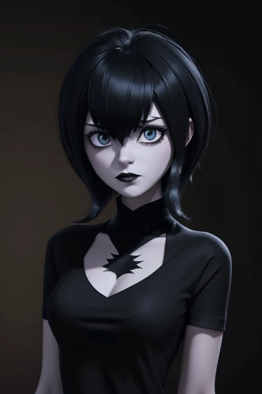 gothic girl in a black top, cabello oscuro como el estilo danny phantom  