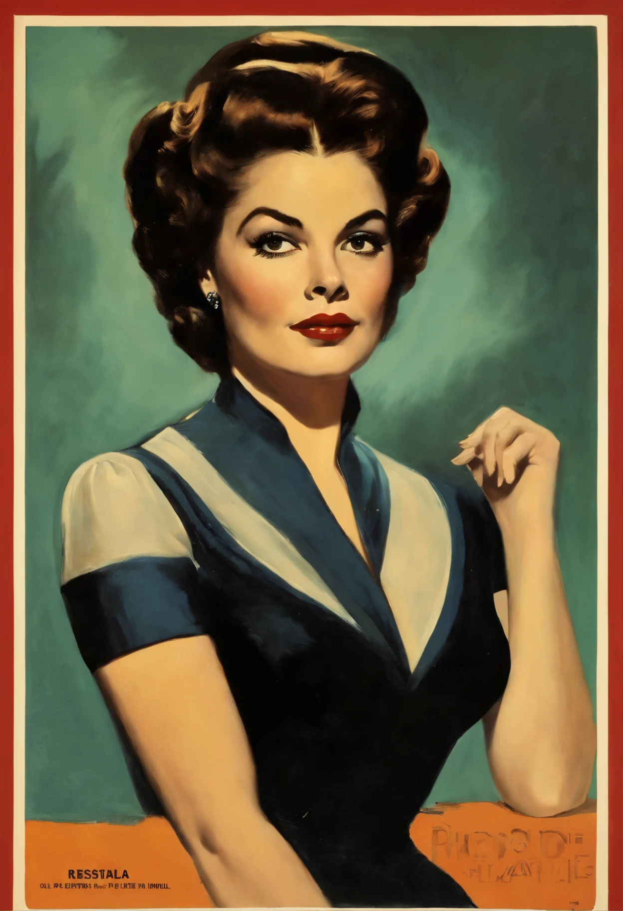 Mulher clara, cabelos ruivos longos, robusta, sexy, ruiva, oil portrait, 1960, vintage, VHS, pintura vintage, arte da capa do livro pulp scifi, Hestia, retro pulp art, 1970 s cartaz do filme, pintura de cartazes de filmes, Vintage Pulp Art a portrait of Lula in the 21st century, bela pintura com rosto altamente detalhado por greg rutkowski e magali villanueve, pure and innocent expression, texturas de reflexos naturais, cinematic lighting
