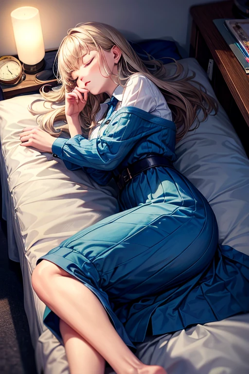 (((Sleeping on one's side, sprawled out)))、((Wide-open legs))、、classroom、Embarrassing、Half naked、Take off your clothes、In the middle of changing、、(Thighs Thighs Thighs:1.5)、Giant tit、、No underwear、