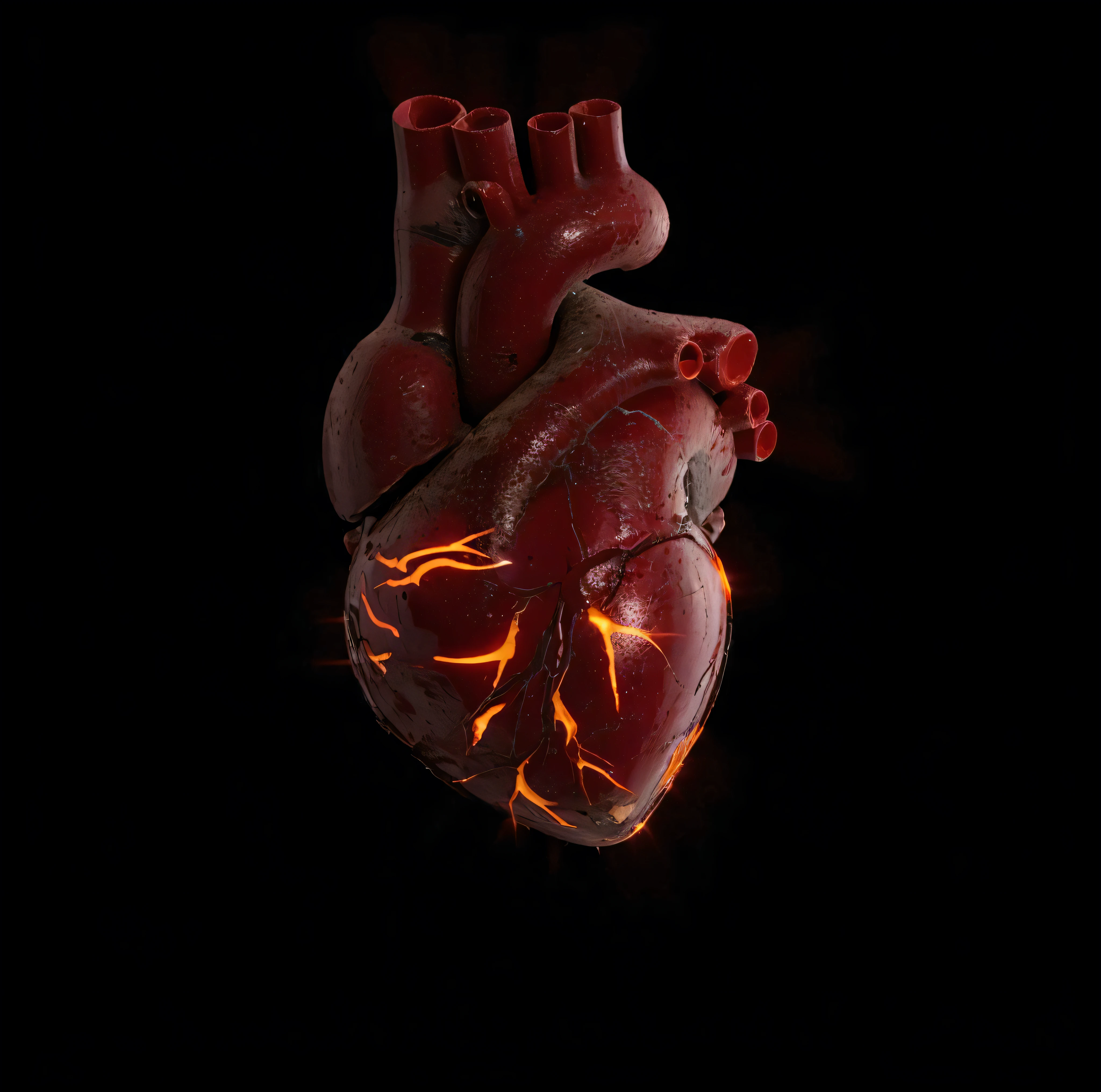 a closeup of a heart with a bright red glow, real heart, heart effects, real heart!, Heart human, 8 k altamente detalhado ❤🔥 🔥 💀 🤖 🚀, Flaming Heart, 3D model of a human heart, connected to heart machines, anatomical heart, 8k highly detailed ❤️🔥 🔥 💀 🤖 🚀, very realistic, papel de parede do telefone hd, (Foto RAW, real, melhor qualidade, obra-prima: 1.2), (Hiper realista, realista: 1.2), alta qualidade, (dark ilumination: 1.2), perfect lighting, 4k