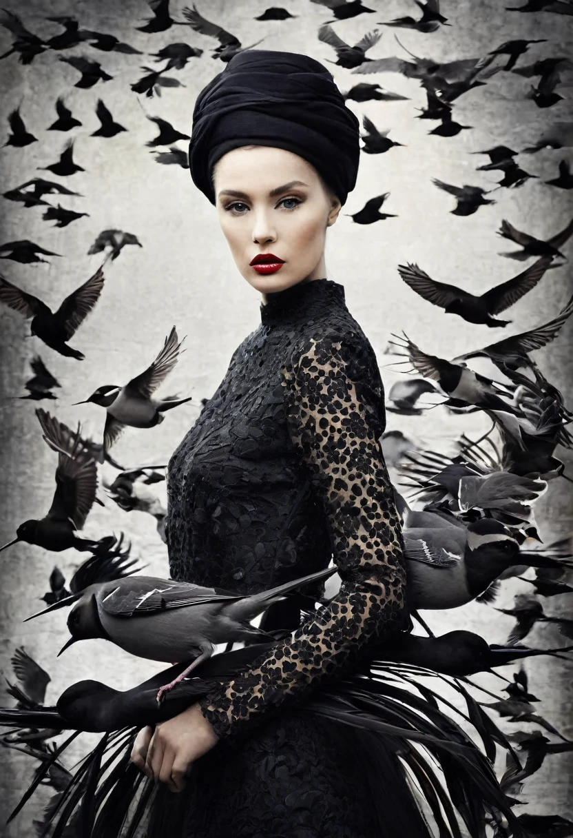 "Woman and Birds" by Inge Schuster Artist, portrait photography, fashion