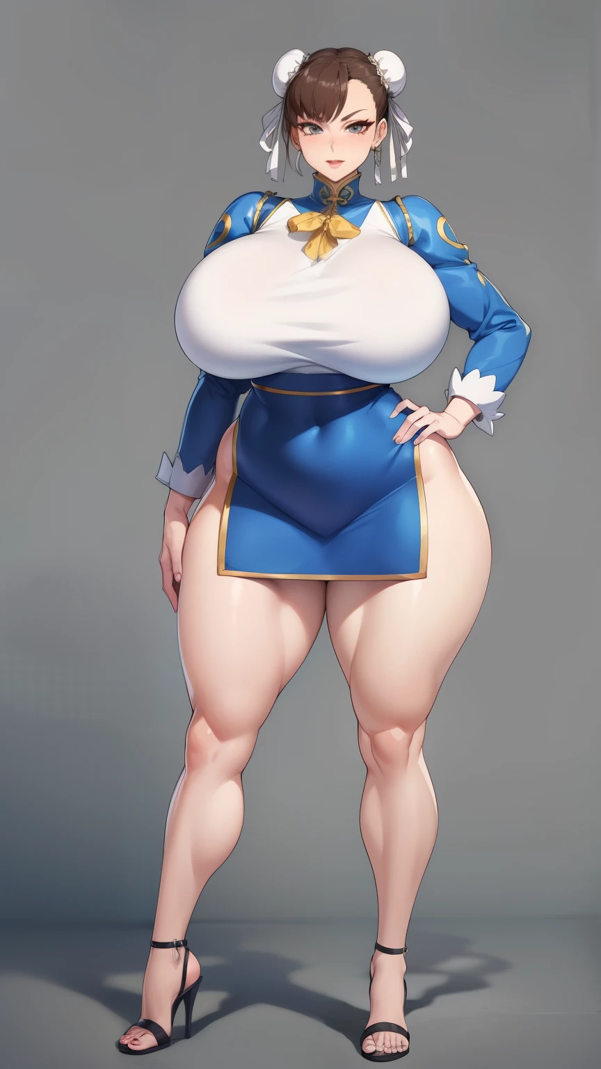 Big Breasts, Big Hips, Full Body Shot, Mature mother, Voluptuous thighs, ox, Seductive mature woman, Perfect body, Plus Size Model, Sailor suit, Wearing high heels,Miniskirt Uniform, Chunli,