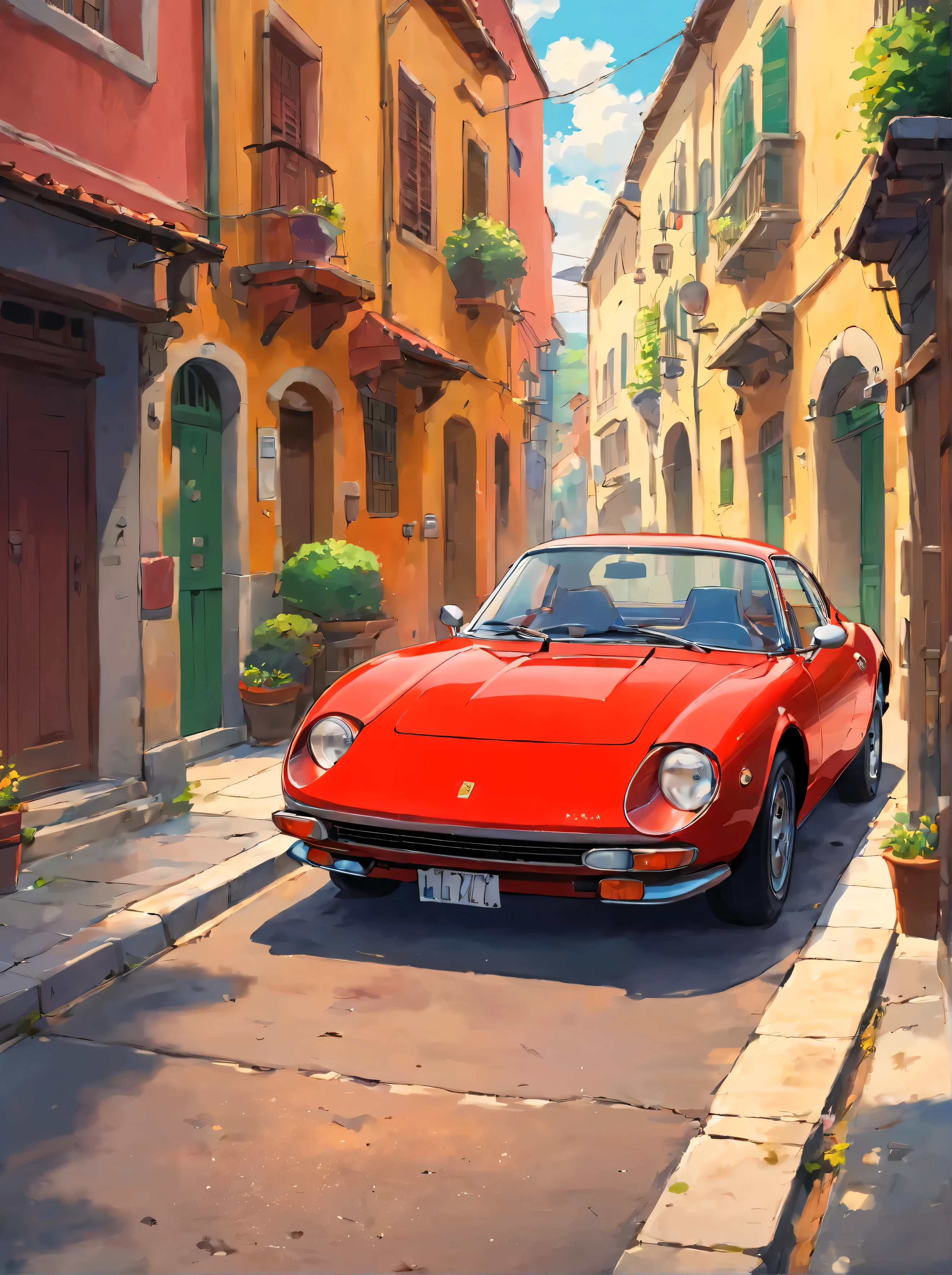 arafed red sports car parked on a street in a city, red car, pexels contest winner, italian style, details and vivid colors, colorful with red hues, car photography, luxury lifestyle, vibrant vivid colors, ferrari 458, hd photography street, best on adobe stock, rich picturesque colors, italy, vibrant red colors, italian masterpiece