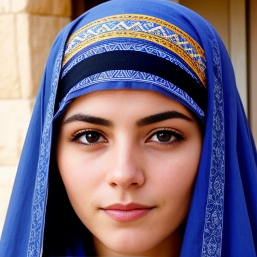 A group of young Jewish women with Biblical Tichel in a village. facefocus