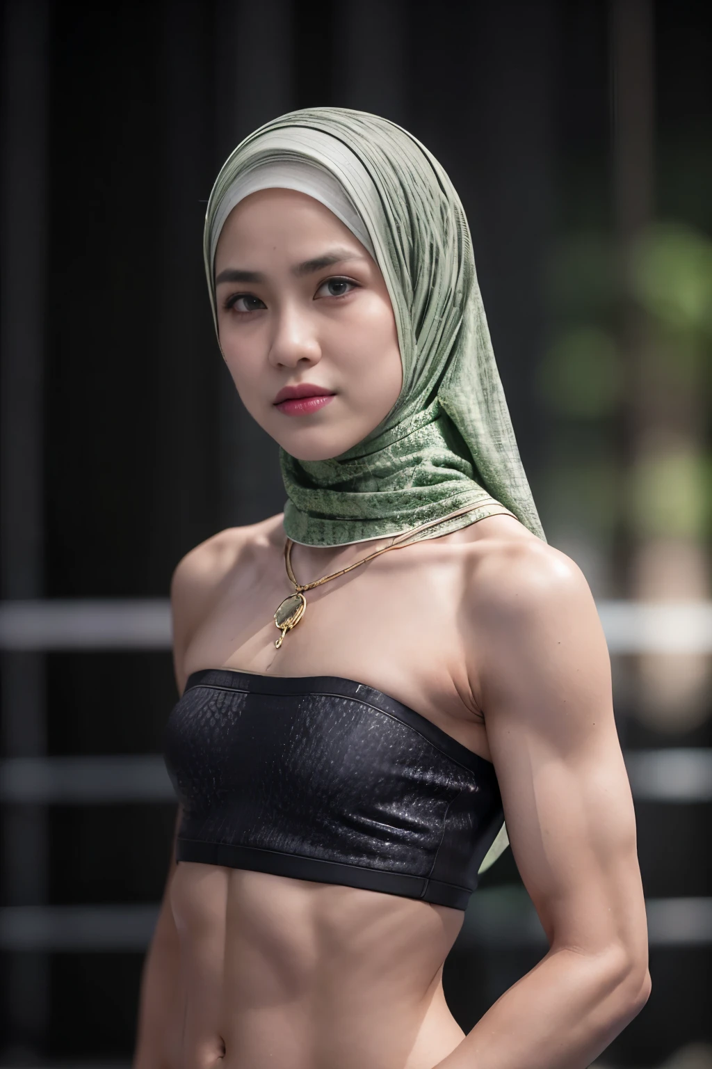 ((SHORT HIJAB)), ((Flat chest:1.7)), (dynamic photograph of a 58 year old Indonesian woman), (slim top, cotton panties), (straight non curly hair), (highly detailed face:1.4), (vascular muscles and abs:1.3), (background inside light, bright, private gym:1.1), (8k, uhd, dslr, high quality, cinematic lighting, bokeh), (dramatic, award winning photography, incredible masterpiece:1.3), (((sexy sultry stare at camera:0.8))), close up, ((she is ready to dominate you:0.5)), ((beautiful feminine face)), add_detail:1, lace yellow fluorescence , from behind view, seductive pose, straddling , (((background a very dark night))), (((wearing jacket)))