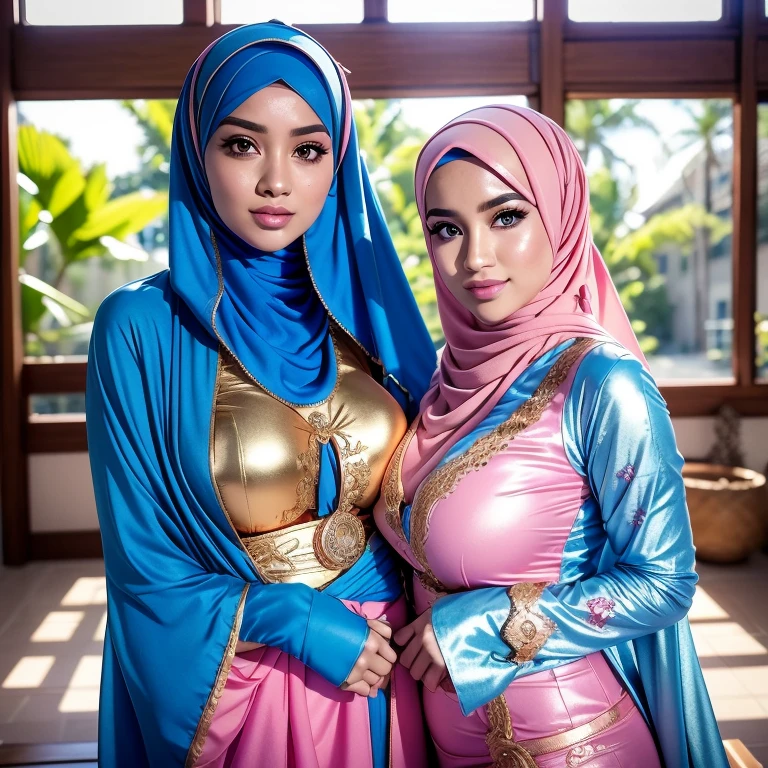 big breast, malay, The whole body consists of a young girl with hijab Kimono, Eye makeup, 38 year old, Cat ears, Soft lighting, groups, Wear shabby clothes, Dirty, Tattered futuristic military uniform, Cat's paw badge, Pose, spot color, rendering by octane, Ultra-realistic intricate details, big breasts, big breasts, big breasts, two MAPAY women in lingerie posing for a picture in a room, oppai, posing together in bra, MIRA FILZAH and IMAN TAYORE, red bra, all red, Two:2 malay girls, Group,long big hijab, blue eyes, medium hijab, superhero, blue and white leotard, leggings, boots, hands on hip, top of building, very windy, city background, bokeh, nighttime, high quality, ultra detail, 8k, action pose, cinematic lighting, lot of smoke effect, dramatic action, fighting pose, style raw, 35mm lense, low angle Shot, Deep Focus cinematography effect, Natural Lighting, cool-toned color grading, high quality, ultra detail, 8k resolution, using Canon EOS C700, Best quality, high resolution, Masterpiece: 1.3, Beautiful Malay hijab girl, Masterpiece, Soft smile, Realistic, Charming eyes, Glowing eyes, Parted lips, Modest attire, Malay traditional hijab, graceful figure, Aesthetics of the female body in hijab, Serene setting, Sunlight filtering through leaves, Beautifully detailed clothing, intricate hijab patterns, Cultural immersion, Ethnic diversity, Feminine elegance. 3D Octane rendering, ray tracing, super detailing viewer, close-up.Malay girl with hijab, Eye makeup (((highest quality)), (super detailed), 2 girls, (iridescent hair, colorful hair, half blue and half pink hair: 1.2), 38 years old, (Gorgeous Malay Girls: 1.2), outdoor, bangs, smile, sky blue eyes, perfect hands, perfect hands, hand details, corrected fingers. Earrings, Night Store + Background, looking_at_viewer, Cowboy Shot, Top Quality, Rich Detail, Perfect Image Quality, big breasts, slender body, morning time, smiling, happy, bright sunshine, beach, blurred background, bokeh,realistic, ultra-detailed, 