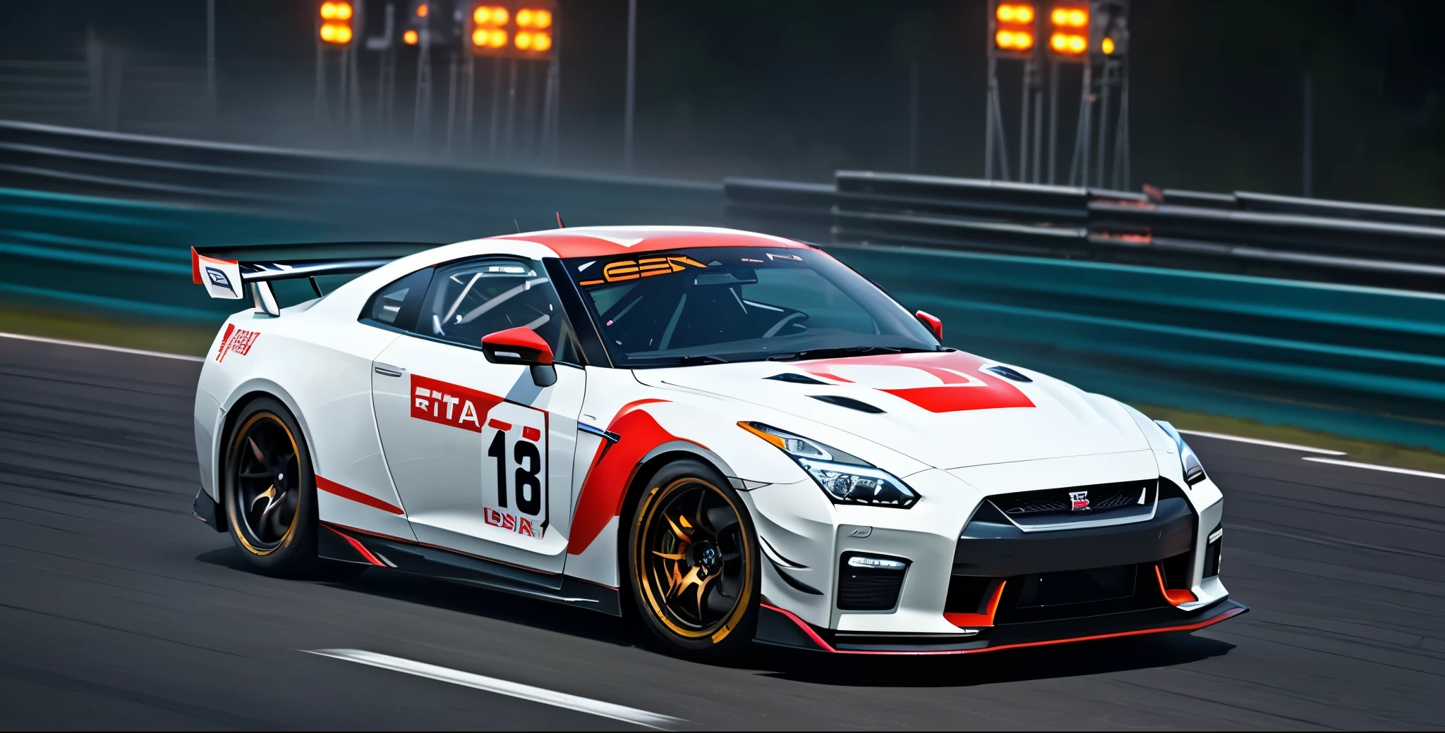 A photo realistic image of a Nissan GT-R Nismo 2023 
, sharp, detailed car body ,ethereal art, detailed tires, fire scene, (masterpiece, best quality, ultra-detailed, 8K), race car, street racing-inspired, Drifting inspired, LED, ((Twin headlights)), (((Bright neon color racing stripes))), (Black racing wheels), Wheel spin showing motion, Show car in motion, Burnout,  wide body kit, modified car,  racing livery, masterpiece, best quality, realistic, ultra high res, (((depth of field))), (full dual color neon lights:1.2), (hard dual color lighting:1.4), (detailed background), (masterpiece:1.2), (ultra detailed), (best quality), intricate, comprehensive cinematic, magical photography, (gradients), glossy, Fast action style, fire out of tail pipes, Sideways drifting in to a turns, Neon galaxy metalic paint with race stripes,
