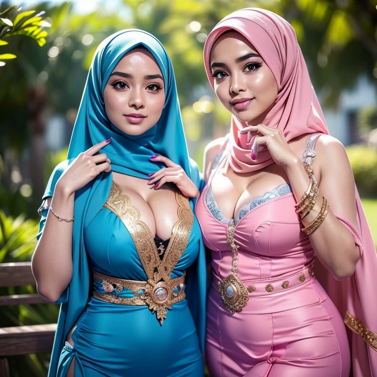 big , malay, The whole body consists of a young girl with hijab bikinis Kimono, Eye makeup, 38 year old, Cat ears, Soft lighting, groups, Wear shabby clothes, Dirty, red futuristic military uniform, Cat's paw badge, Pose, spot color, rendering by octane, Ultra-realistic intricate details, big brbreasts, big o MAPAY womene posing for a picture in a room, oppai, posing together in bra, MIRA FILZAH and IMAN TAYORE, red bra, all rewo:2 malay girls, Group,long big hijab, blue eyes, medium hijab, superhero, blue and white leotard, leggings, boots, hands on hip, top of building, very windy, city background, bokeh, nighttime, high quality, ultra detail, 8k, action pose, cinematic lighting, lot of smoke effect, dramatic action, fighting pose, style raw, 35mm lense, low angle Shot, Deep Focus cinematography effect, Natural Lighting, cool-toned color grading, high quality, ultra detail, 8k resolution, using Canon EOS C700, Best quality, high resolution, Masterpiece: 1.3, Beautiful Malay hijab girl, Masterpiece, Soft smile, Realistic, Charming eyes, Glowing eyes, Parted lips, Modest attire, Malay traditional hijab, graceful figure, Aesthetics of the female body in hijab, Serene setting, Sunlight filtering through leaves, Beautifully detailed clothing, intricate hijab patterns, Cultural immersion, Ethnic diversity, Feminine elegance. 3D Octane rendering, ray tracing, super detailing viewer, close-up.Malay girl with hijab, Eye makeup (((highest quality)), (super detailed), 2 girls, (iridescent hair, colorful hair, half blue and half pink hair: 1.2), (Gorgeous Malay Girls: 1.2), outdoor, bangs, smile, sky blue eyes, perfect hands, perfect hands, hand details, corrected fingers. Earrings, Night Store + Background, looking_at_viewer, Cowboy Shot, Top Quality, Rich Detail, Perfect Image Quality, big breasts, slender body, morning time, smy, bright sunshine, beach, blurred background, bokeh,realistic, ultra-detailed,