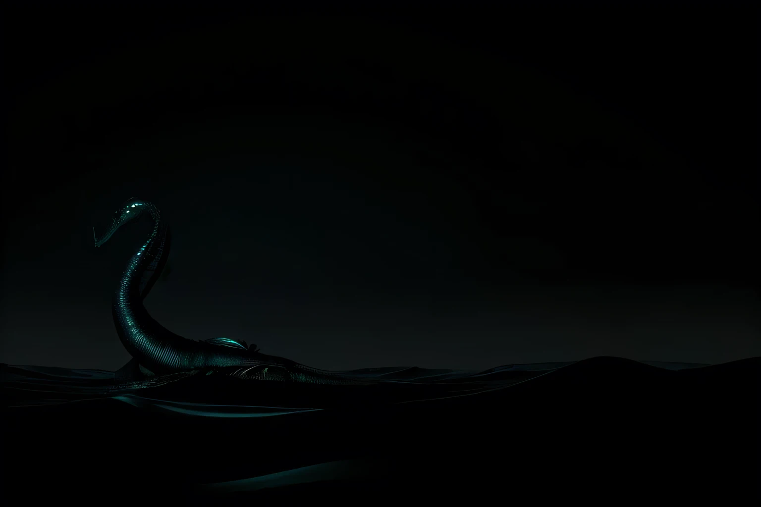 (silhouette of huge sea serpent:1.5),
(focus on large eye of huge sea serpent:1.3), (in dark sea:1.2), (calm atmosphere:1.2), (thalassophobia:1.3), (very small silhouette of human:1.2), (very tiny light:1.1), (absurdres absolutely resolution:1.2), 
(perfect magnificent sea world:1.2),
(dark fantasy:1.2), (dark fantasy style, dark fantasy atmosphere:1.2), (masterpiece:1.0), 8K, 32K, (depth of sense:1.2), (radial composition:1.2), (dynamic angle:1.2), (dynamic posing:1.1), 
(art drawing:1.1), (cinematic lighting:1.1), (open sea:1.5), (SF:1.4), 
