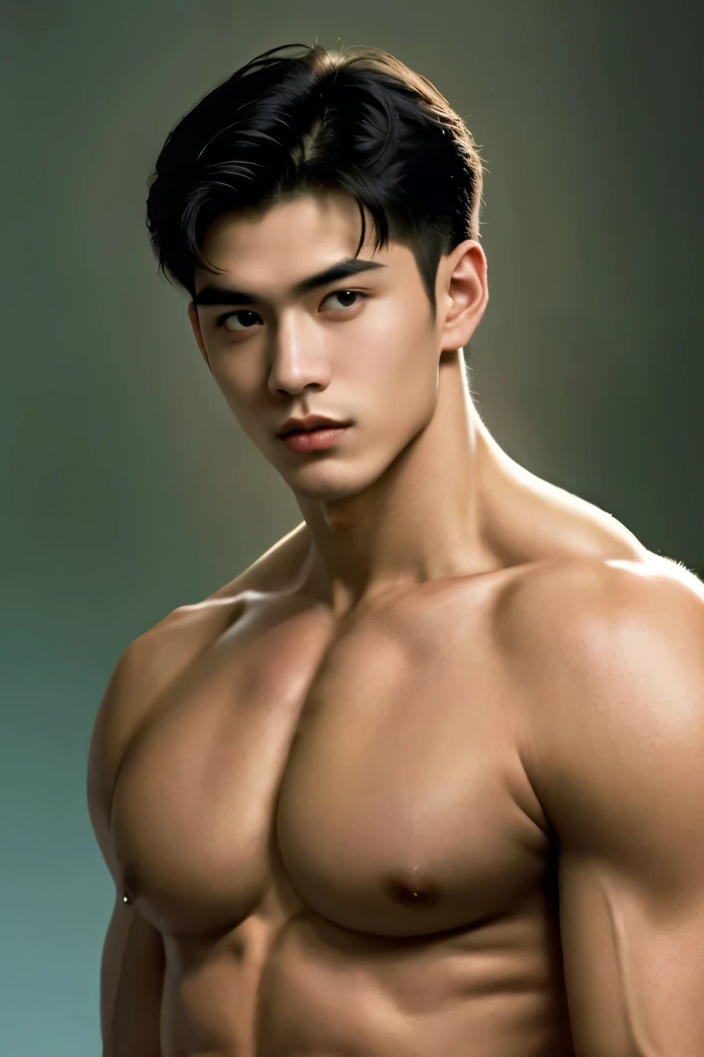 (best quality,ultra-detailed,high resolution,masterpiece:1.2),detailed portrait of a man with extraordinary physique,(realistic,photo-realistic:1.37),epic scene,dark aeshtetic,Japanese artist Rumiko's interpretation of 90s and 80s retro style,fine brushwork,evocative atmosphere,moody lighting,strong contrast, vivid colors,multiple focus points,impeccable attention to facial features and musculature,seamless blending of traditional and contemporary influences,expressive eyes and lips,captivating gaze,impressive body proportions,intricately crafted clothing inspired by the 90s and 80s fashion,confident and charismatic posture,memorable and nostalgic flair.