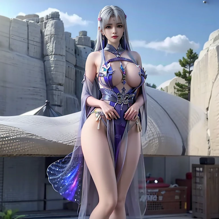 高冷女神坐At the top of a snowy mountain。。Light blue dress made of meticulously made silk, Deep slit shirt, Long hair , the most beautiful、The most delicate hair accessories, Pretty little face and thin eyebrows, the most beautiful、The cleanest face, ((Black Iris:0.8)), Very beautiful eyes, Big round eyes, ((Purple Eyes:1.1)), Exquisite makeup eyelashes, high nose, Wearing earrings, Little Red Lips, ruddy face, clean face, beautiful and flawless face, Light滑白皙的皮肤, ((Huge breasts:1.2)), Bloom , ((Huge and super round breasts:0.9)), ((Super firm breasts:1.2)), ((Breast enlargement: 0.8)), Beautiful breasts, Slim, ((Thin waist: 0.9)), Beautiful girl upper body, Sexy Girls, skirt, 8K photo, super high quality, super realistic, 10x super pixels, photo般逼真, (Detailed skin high: 1.2), 8K Ultra HD, Digital SLR Camera, soft Light, high quality, volumetric Light, frank, photo, high resolution, Light, 最好的photo, 4k picture quality, 8k, Bokeh, Light滑锋利, 10 times more pixels, (Background Space: 1.8), (galaxy: 1.7), 极Light, Lightning, Super Graphics, The most realistic graphics,(极Light背景: 1.8), solitary, solitary, Extremely sharp, super realistic ."full-body shot。Toes visible。Visible sole。Jade Foot。Toes within the frame。At the top of a snowy mountain。
