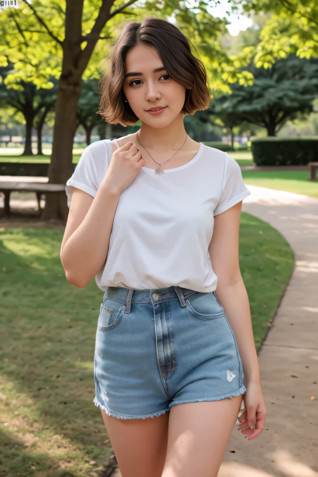 8k uhd, dslr, high quality , RAW photo, Photography ,Fujifilm XT3, Canon R5, Beautiful Female Short hair , park ,Amateur