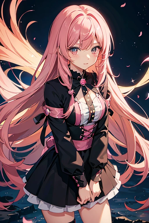 Anime Style,Anime scenery,Magical girl,Pink Hair,girl,Beautiful Hair,Long Hair,Goth  clothes