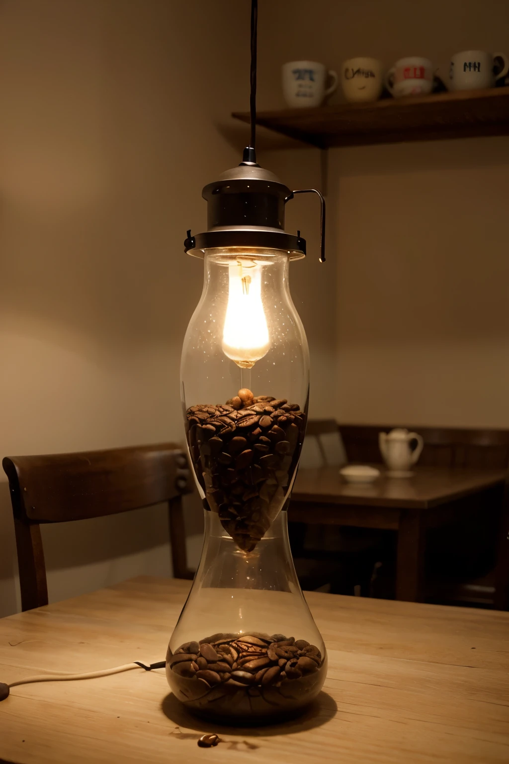 Lamp with coffee beans from a coffee shop
((desenho realista)) 