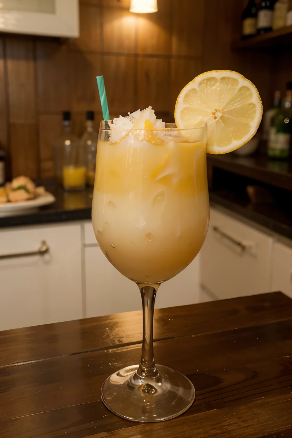 GENERA  CADA COCTEL SEGUN EL SIGUIENTE TEXTO 

3.cocktail: "Coconut Breeze"

•Descripción: Whisky, crema de coco y amaretto.

•Decoración: Coconut zest and a lemon slice.




