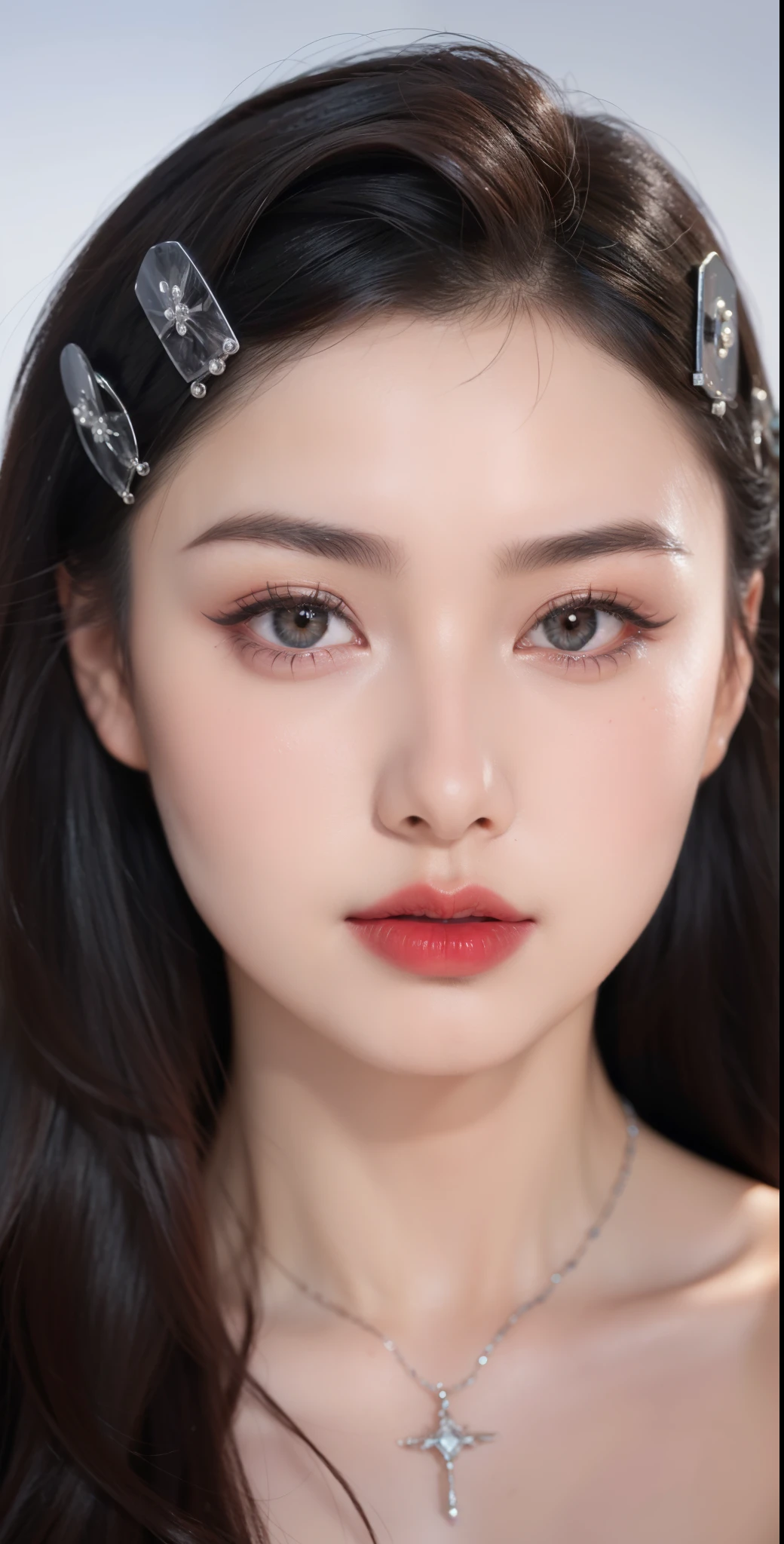 Super detailed, Delicate face, Photorealistic style, Movie stock photography shadow , Colorful, Surreal, Realistic textures, Dramatic Lighting, Thin Film Distiller 800 (8k, original photo, better quality, masterpiece: 1.2), Super detailed, (Extremely delicate skin: 1.2), 8k ultra high definition, SLR camera, Soft Light, high quality, Frozen queen,ice castle,Blue pupils,Apply red lipstick,Tattoo,Tattoo女神,带有Tattoo图案,Ultra-clear portrait,Apply lipstick,Wearing necklace jewelry,apply lipstick,Wear heavy makeup