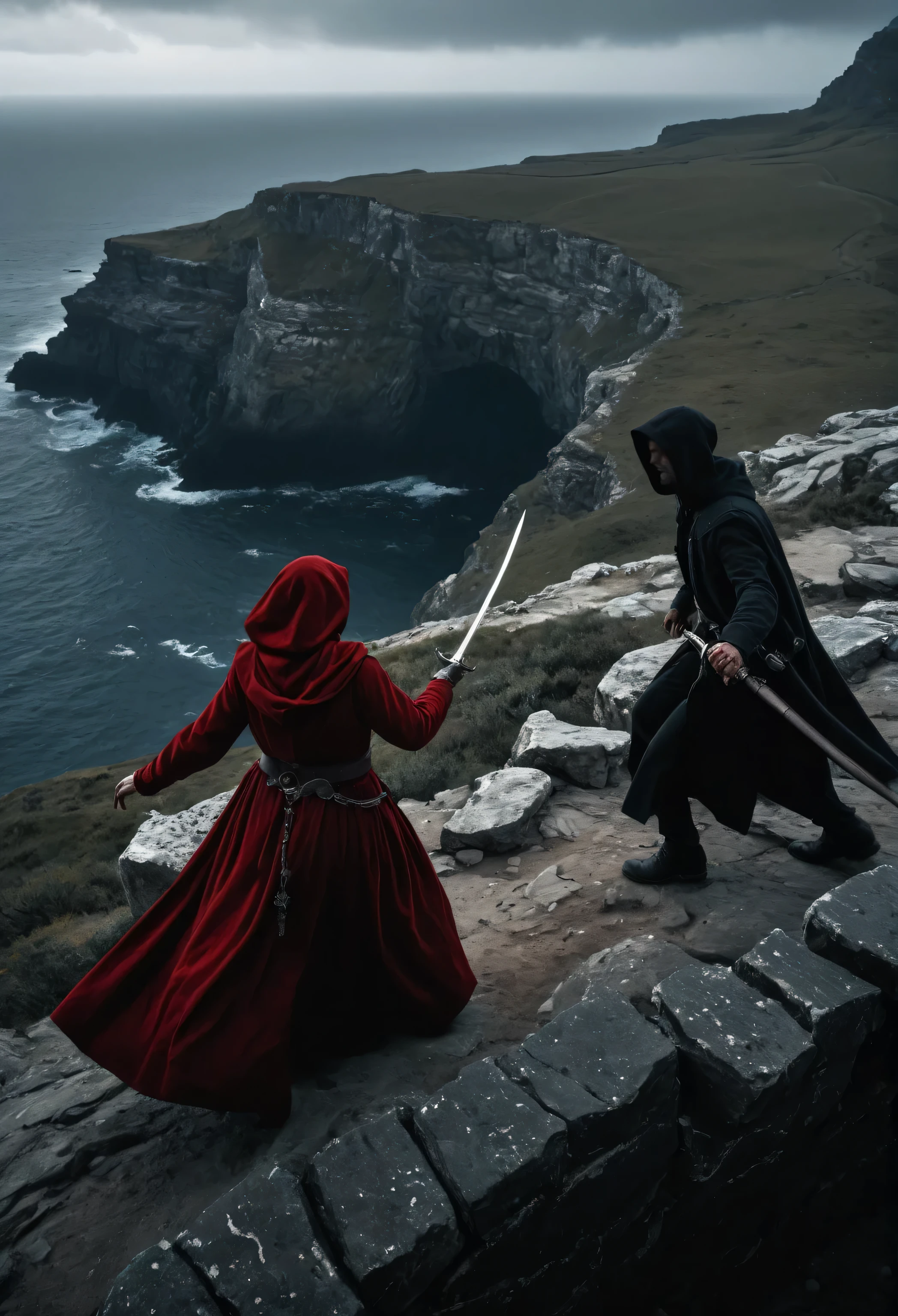 masterpiece, best quality, hyper detailed, ultra detailed, UHD, perfect anatomy, portrait, dof, hyper-realism, majestic, awesome, inspiring, sinister Dark, cinematic, deep blacks, Perfect Hands, cinematic composition, soft shadows, national geographic style, ominous, wide shot, long shot, far away, dynamic pose,