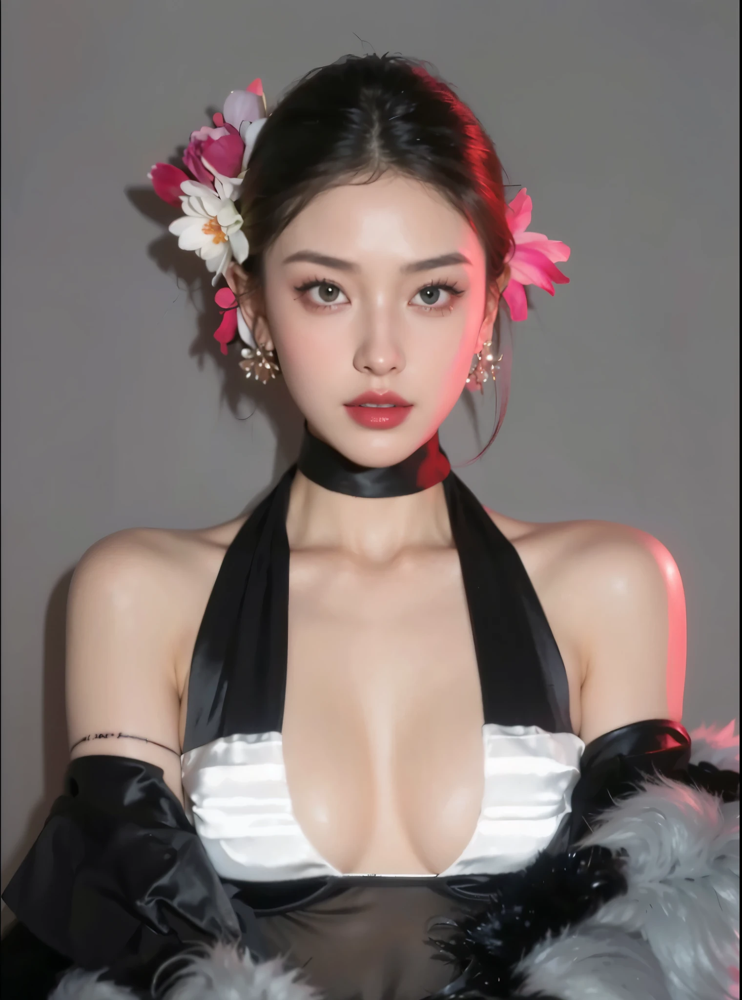 Game Art,CG Animation,Best image quality,Maximum resolution,8k,(A half-length photo),(portrait),(Head close-up),(Rule of Thirds),Unreal Engine 5 rendering works,20 year old girl,((Queen)),The eyes are very detailed,(Large Breasts),Elegant and noble,Movie Lighting,Ray Tracing,Game CG,((3D Unreal Engine)),OC rendering reflection mode,4K,Ultra-clear,Translucent lace,Fair and plump figure,Pretty Face,Glossy Gel Coat,身着华贵礼服的Queen,Tattoo designs on body,Wear heavy makeup,apply lipstick
