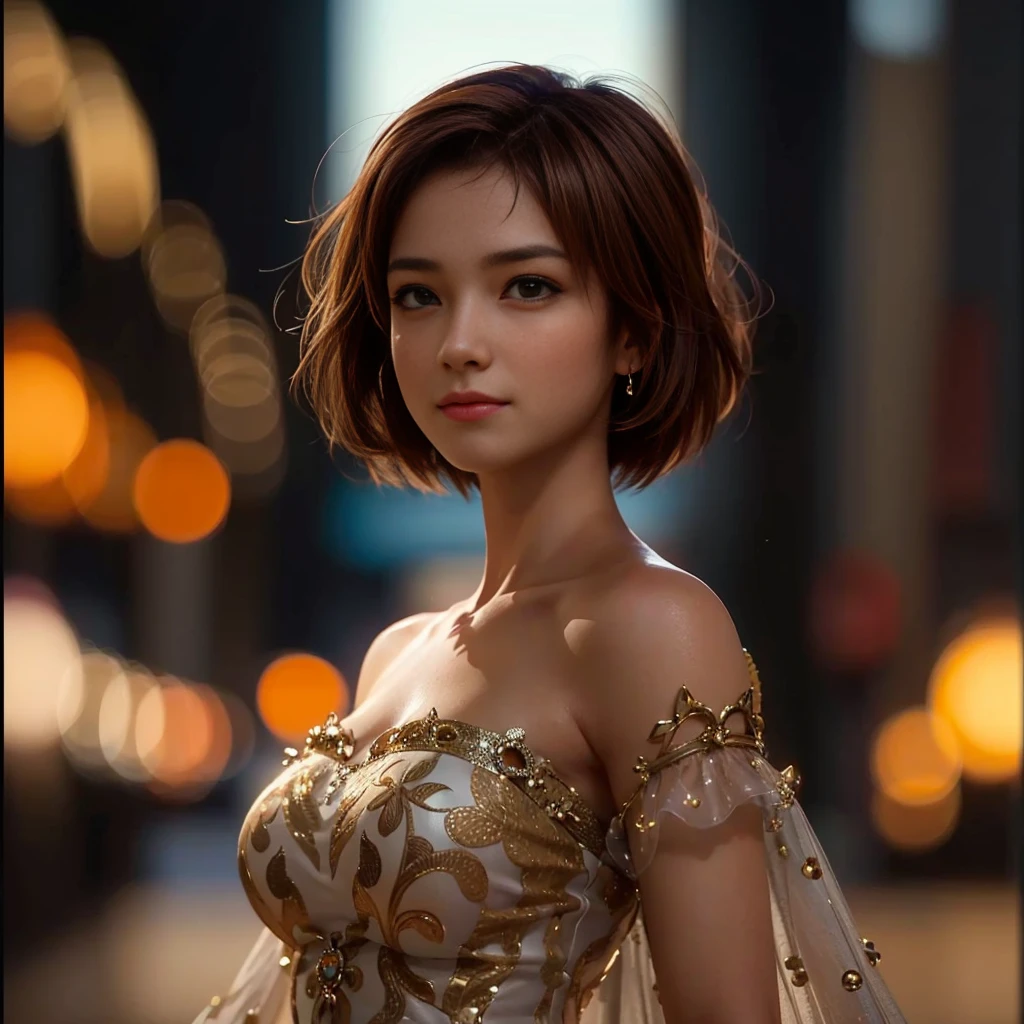 Kasumi, brown eyes, (best quality,ultra-detailed),(Realistic:1.37), beautiful and detailed face, Ultra-realistic texture, delicate face, athletic body, vivid colors. High definition, 8k. athletic body. angry expression with a mocking smile