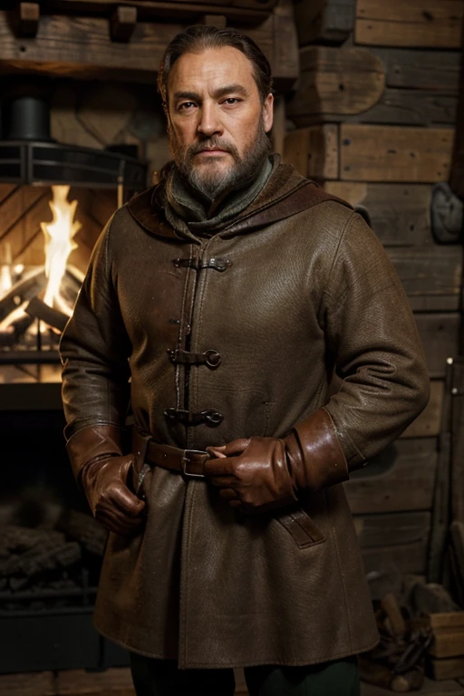 Davos is a slight man with brown eyes and an ordinary face heavily weathered by the elements. His beard and thinning brown hair are peppered with gray. Medieval clothes, a simple brown and green wool mantle, old boots and brown breeches.
Davos owns a brown cloak and a mantle of undyed wool fastened with a wooden clasp. Rough leather gloves