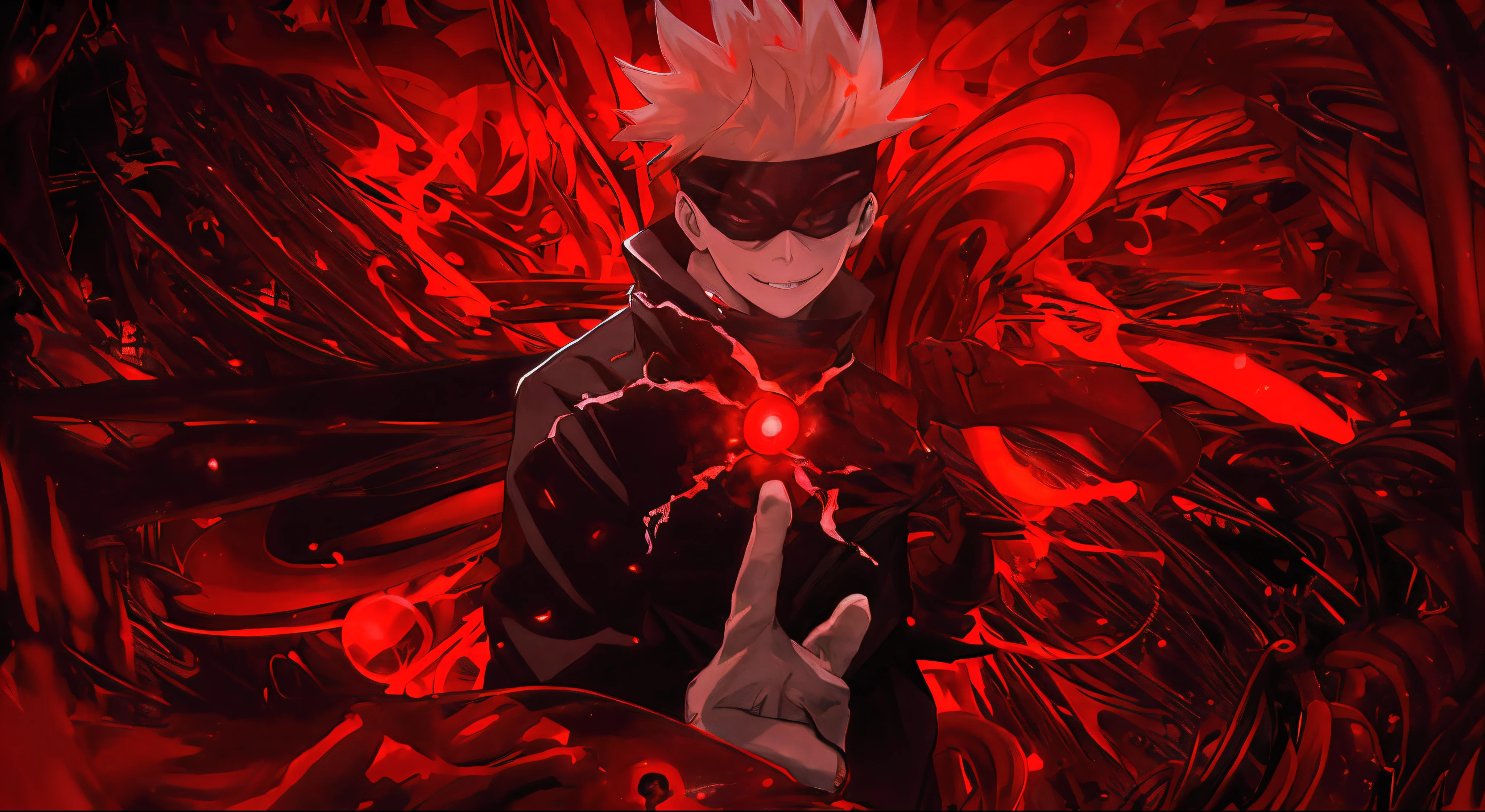 anime character with red light in his hand and a black and white outfit, badass anime 8 k, best anime 4k konachan wallpaper, jujutsu kaisen, trigger anime artstyle, 4k anime wallpaper, anime wallpaper 4 k, anime wallpaper 4k, joker as naruto, anime art wallpaper 8 k, anime wallaper, 4 k manga wallpaper