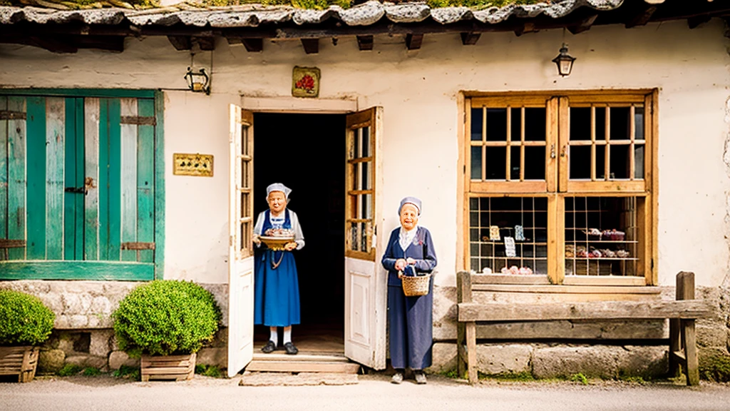 A small sweet shop run by an old lady in the countryside and her small children
