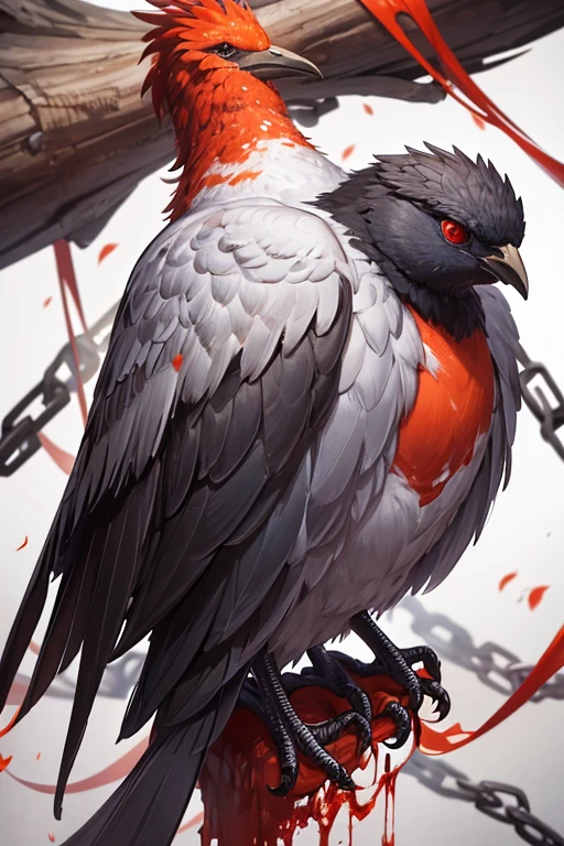 At first glance, it looks like an ordinary flightless bird.、This bird believes it cannot fly, even though it has the ability to do so、The aftermath of a bird that used its position as an excuse、Painted so ugly and hideous、Almost no self、Harming friend or foe。Covered in blood and with tattered wings、It was now a strange bird-like creature, but it was still possible to tell that it was a human.、Struggling in hell on earth、Even though I should be the freest, I am bound by countless chains、Burning in the flames of hell, yet unable to die、I want to be locked in prison。There is nothing noble about it.、All I have is a broken heart。A bird whose entire body is orange、Only the body is feminine