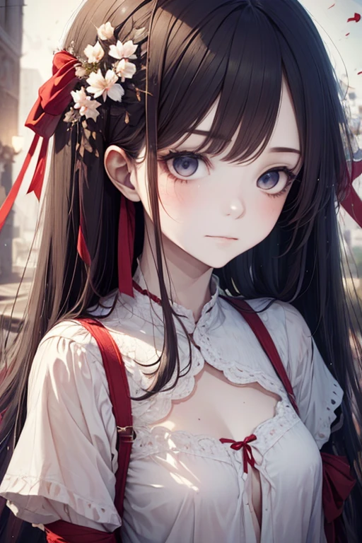 1girl, there is a woman in a white shirt with a Red ribbon on her chest, nivanh chanthara, cinta blanca, Red ribbon, blanco rojo, peaceful, beautiful detail eyes, full shot, (stylized:1.2), (Highly detailed), (high resolution), (Best quality), (masterpiece)
