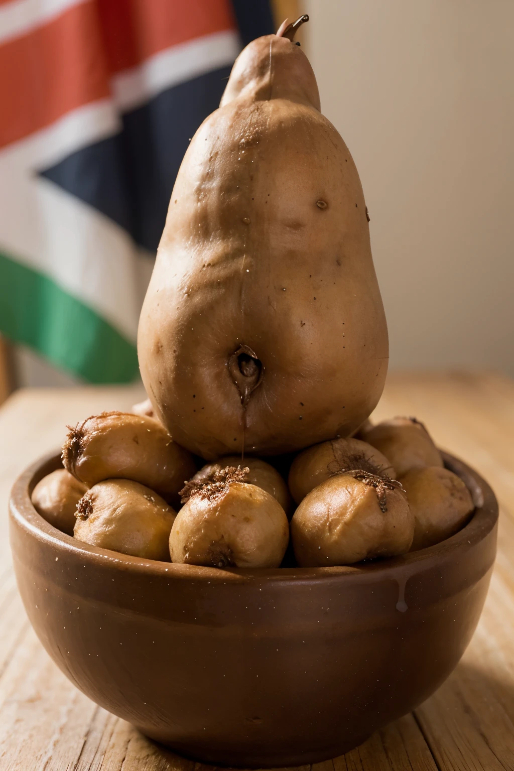 imagem da bandeira do brasil com muitas batatas doce em volta