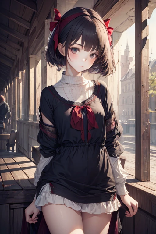 1girl, rebel and casual outfit, Red ribbon, peaceful, beautiful detail eyes, (full shot), (stylized:1.2), (Highly detailed), (high resolution), (Best quality), (masterpiece)
