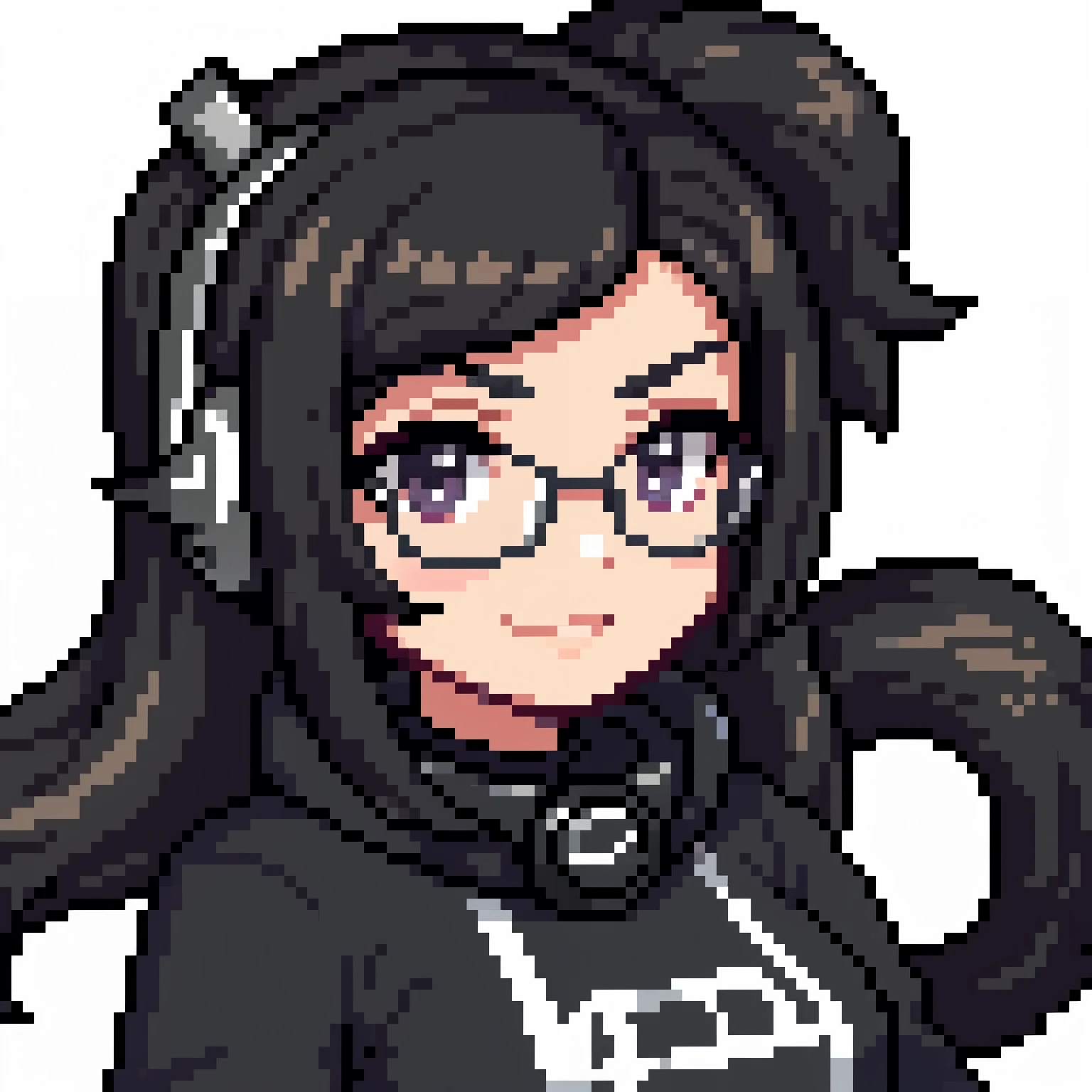 Caricatura de pixel mujer streamer  de pelo ????? con audifonos de casco con microfono y lentes
