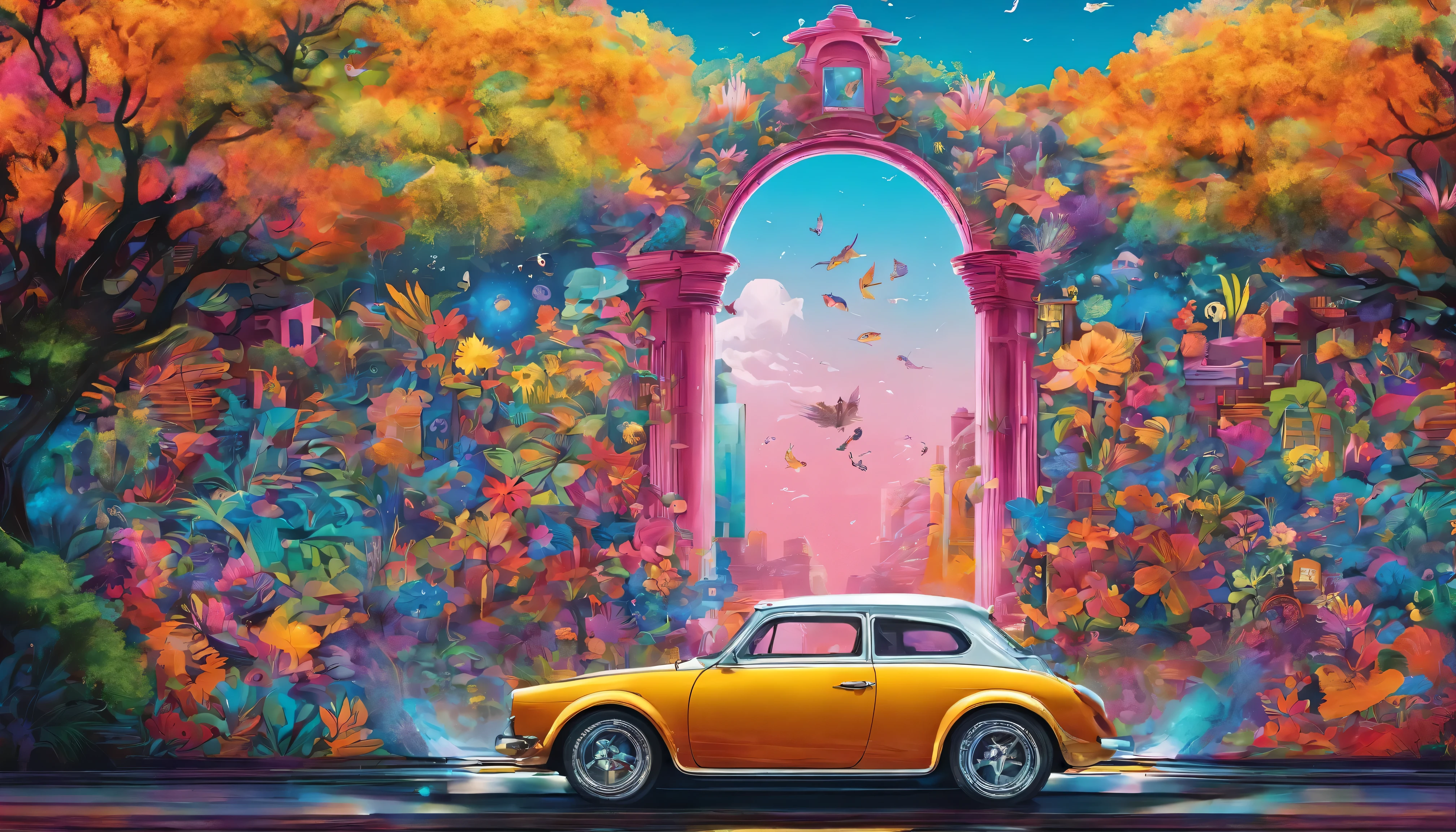 Uma casa futurista de fantasia de dois andares com telhado de vidro e cobre com um pouco de musgo, em um lindo prado com flores silvestres, uma floresta e um rio, janelas amplas para entrada de luz natural, masterpiece, the landscape is peaceful, arte digital.