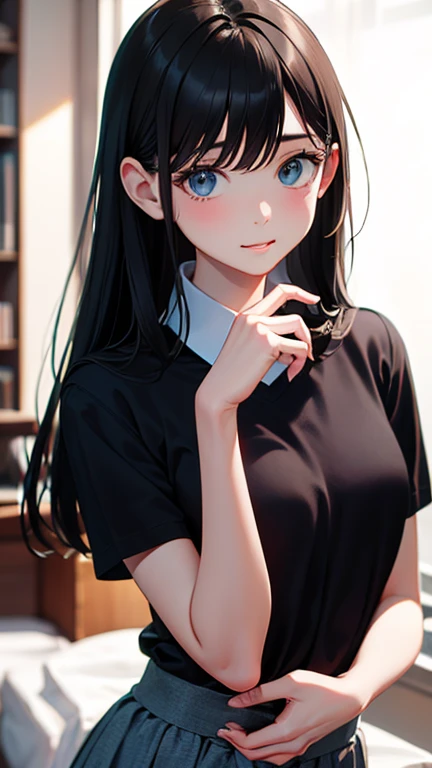 masterpiece, highest quality,健全なphotograph、 One girl, View your viewers, Small waist, RAWphotograph,Beautiful fingertips、 Ultra-realistic, High resolution, photograph, Sharp focus, Most detailed, Very detailed, Super detailed, In detail, Very detailed目と顔、beautiful girl,視Small waist,Symmetrical face, whole body、The bouncing breasts、Normal hand、Office Casual、skirt