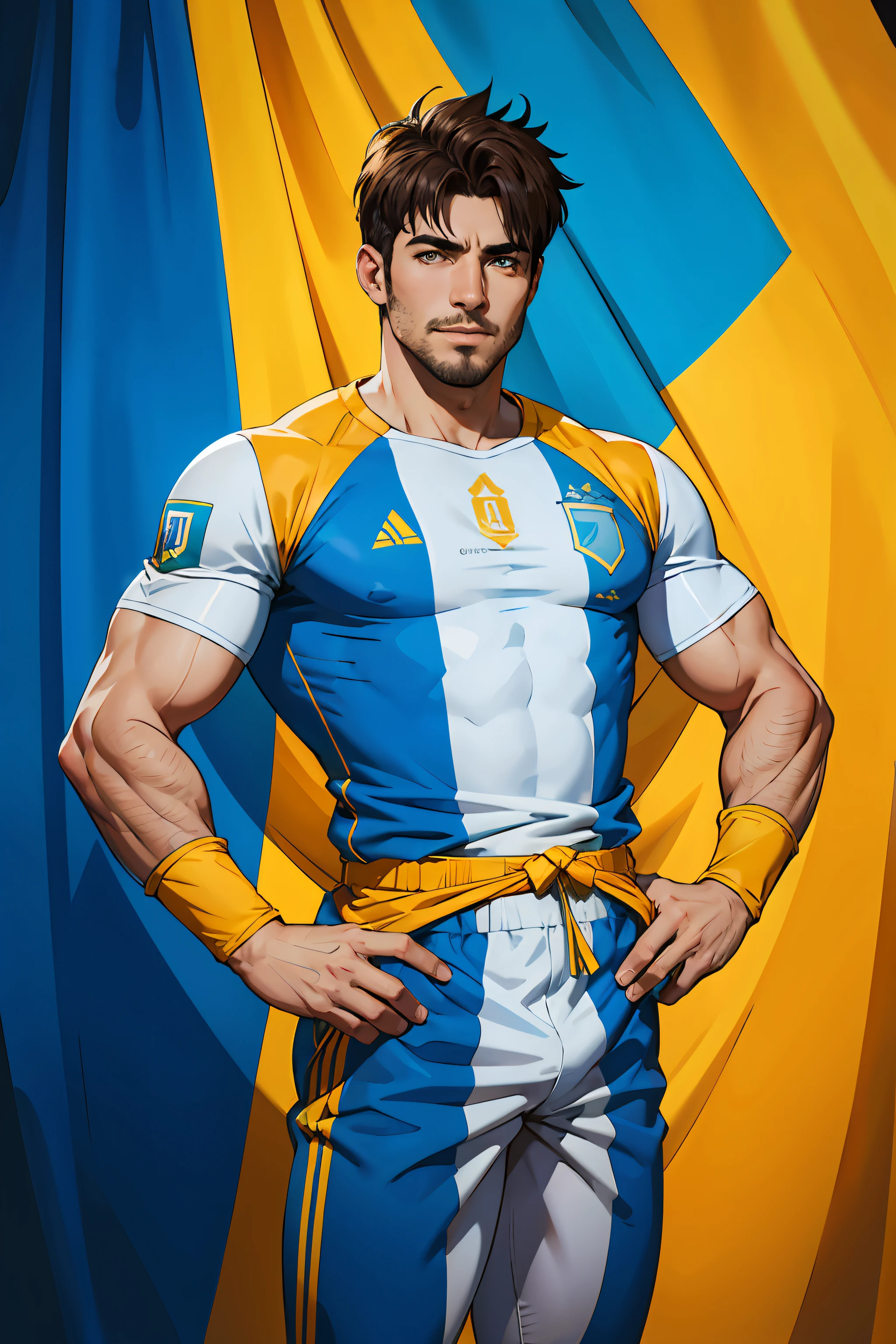 Cara argentino Super Hero azul branco e amarelo roupas roupas argentinas bandeira da Argentina