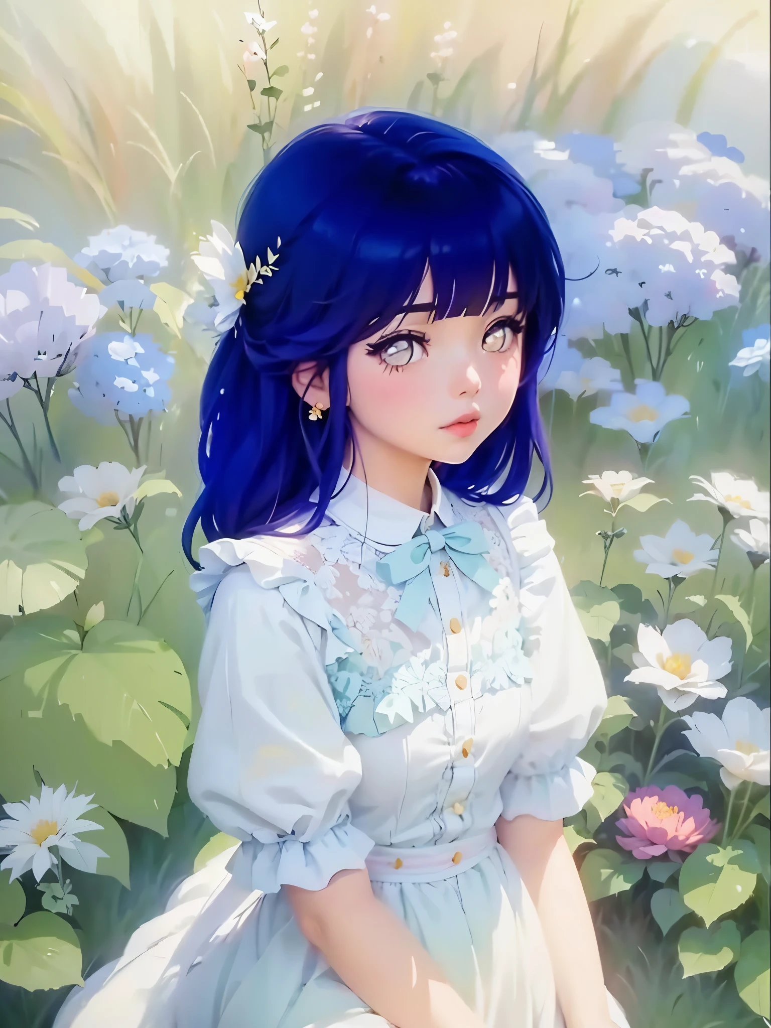 anime sentada em uma cadeira vermelha com flores no fundo, anime moe artstyle, visual anime de uma bonito, Guweiz em Pixiv ArtStation, pequena , no vestido, small curvy , Guweiz em ArtStation Pixiv, Arte Zerochan, anime bonito, Estilo de arte anime bonito, anime illustration, anime girl in a field of flowers with a bow, visual de anime de uma linda garota, Ilustra??o de anime suave, linda garota de anime, portrait of linda garota de anime, lindo estilo de anime, made with anime painter studio, beautiful estilo de arte de anime, portrait of uma garota de anime, em estilo anime, lindo retrato de anime, jovem anime, uma garota de anime, estilo de arte de anime, white eyes, Red lips, small girl