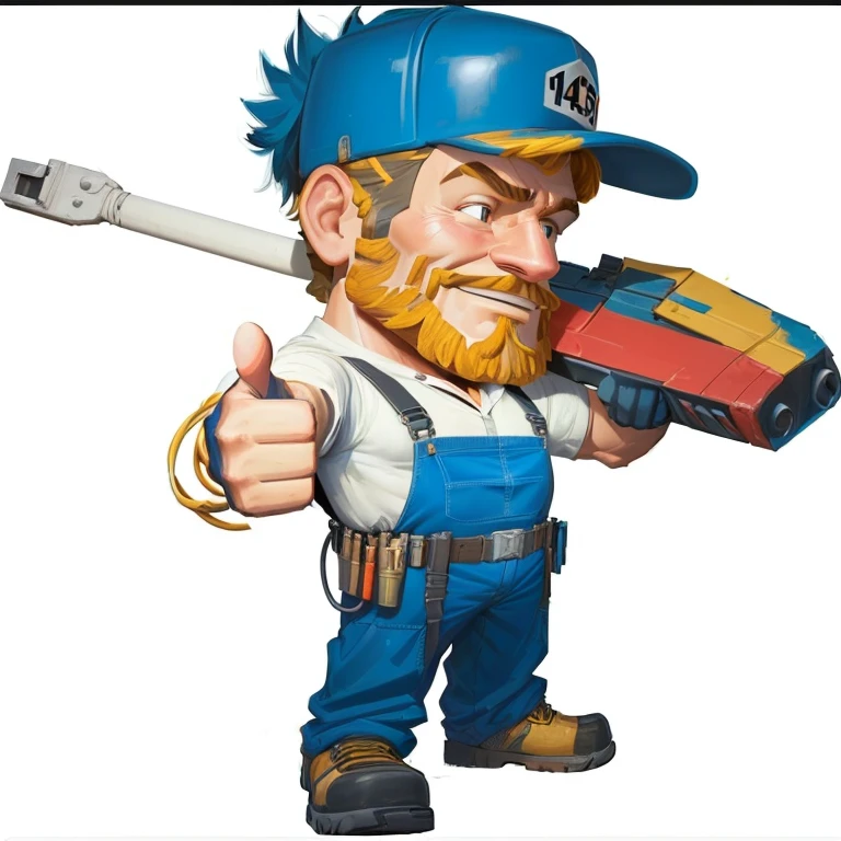 digital painting, 4k, comic Babes, a cartoon image of a man holding a garland and giving a thumbs up, 1614572159, mechanic, loaded, just like the handyman, profile image, electrical wiring!, professional work, 33861569 , 2995599206, mechanics