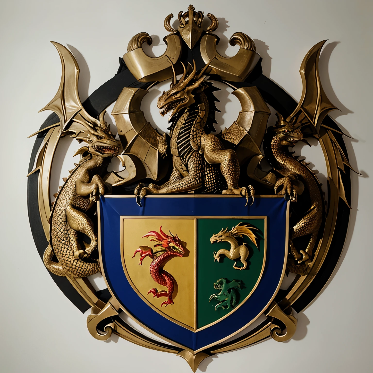 Coat of arms of the Freitas family, with a dragon in the center