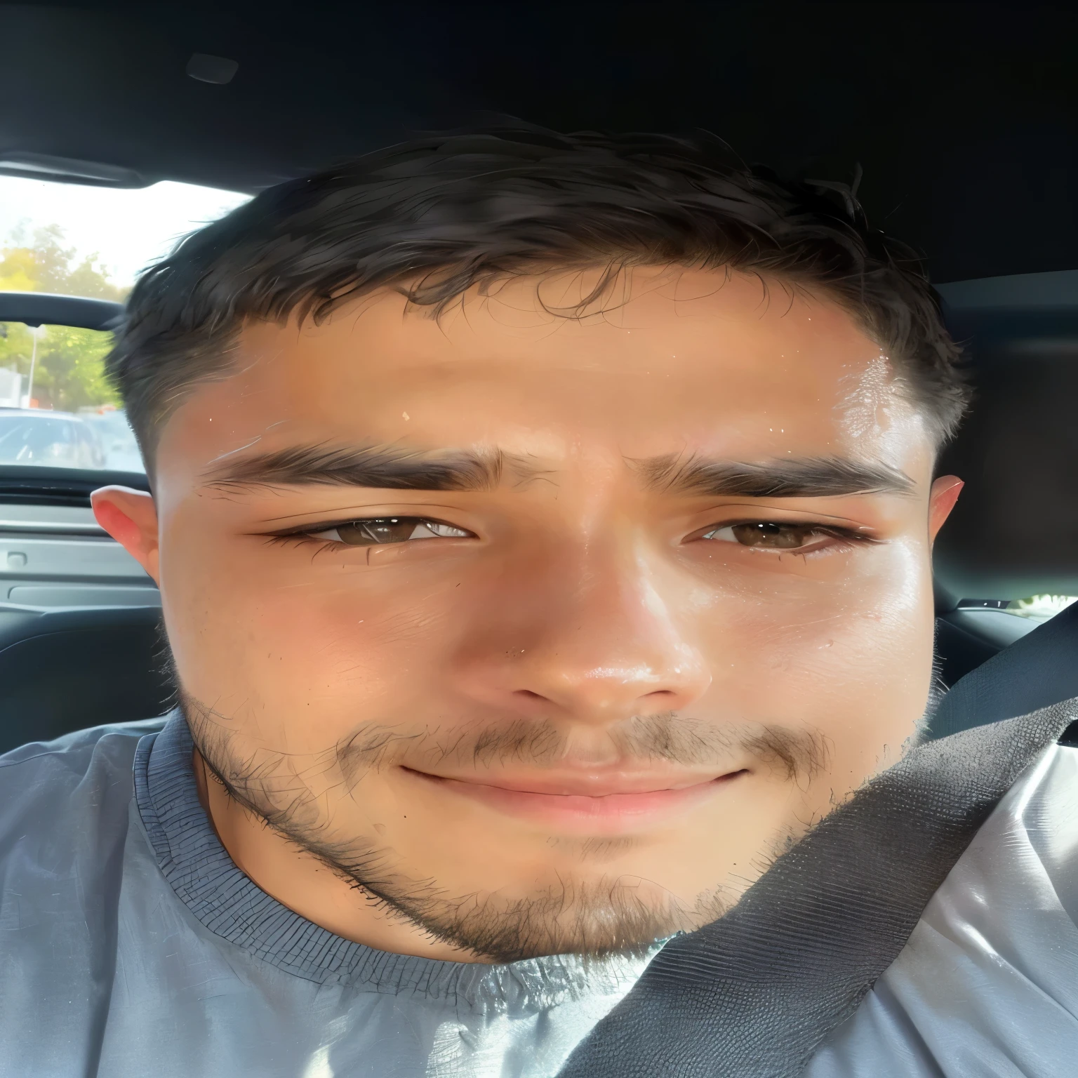 Man arafed in a car with seat belt and gray shirt., cara sudorosa, 27 years old, 29 years, 28 years old, 23 years, piel sudorosa dripping down face, 32 years old, 24 years old, piel sudorosa!!, 22 years, cara mojada, 21 years
