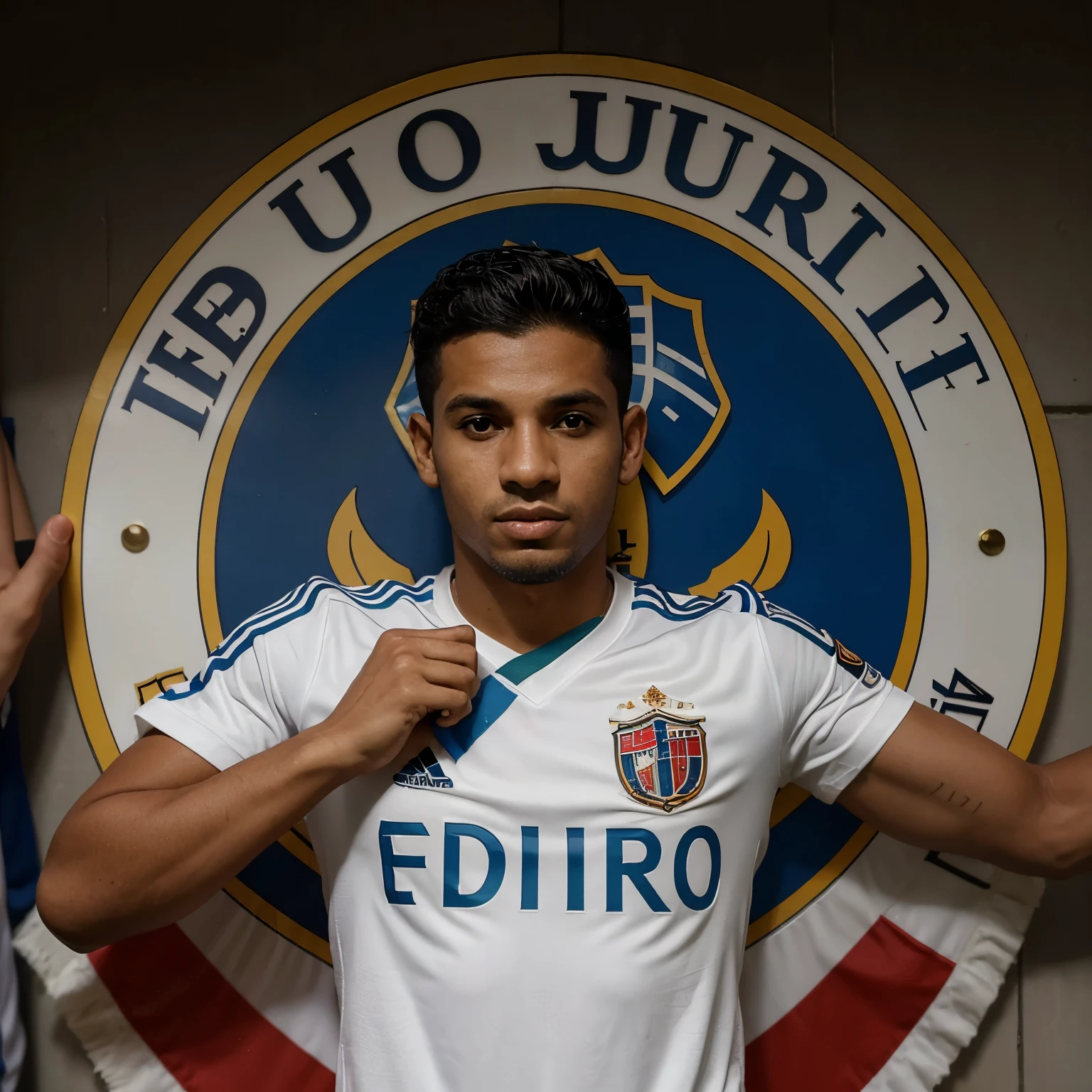 Crie uma mistura do escudo do boca junior com o do river plate