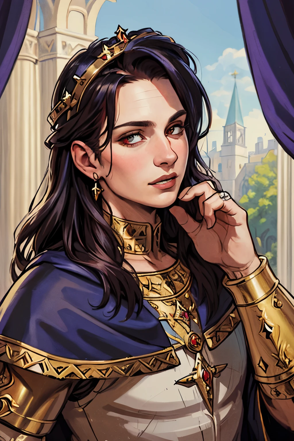 (masterpiece:1.1),(best quality:1.1),extremely detailed,(original design:1.1),(unique accessories:1.1),(medieval fantasy:1.1),professionally retouched,(close-up:1.1),portrait,midday,(male:1.1) noble,(holy:1.2),(divine:1.2),(old:1.3), black and red
