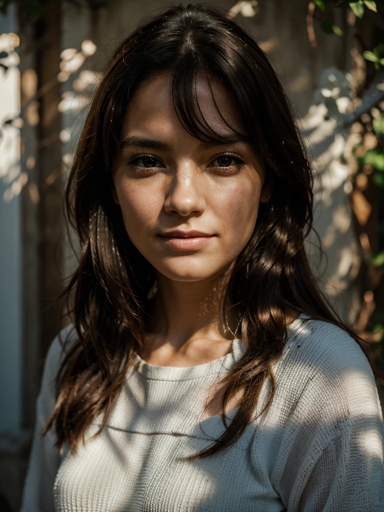 Portrait of a women, sunlight, extremely bright